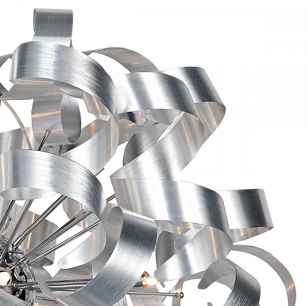 Rawley 12 Light Ribbon Pendant in Brushed Aluminium