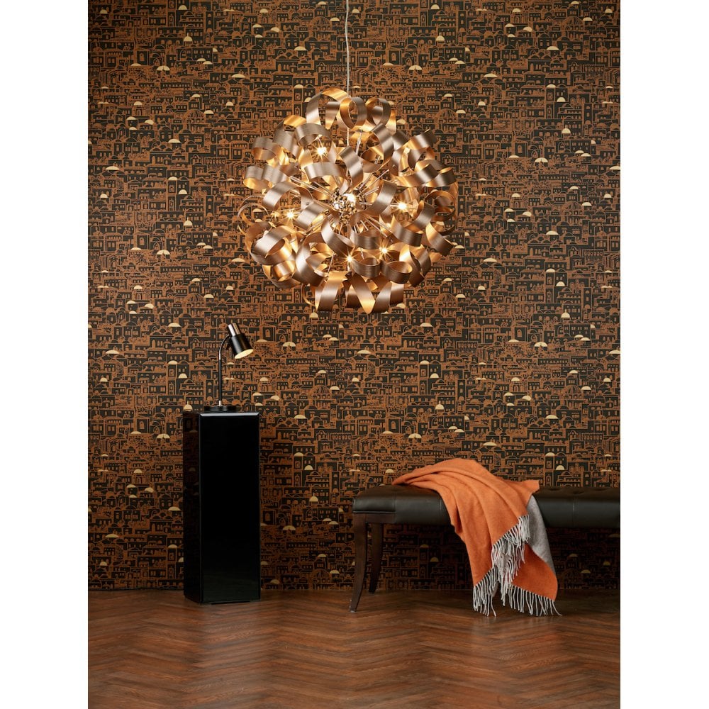 Rawley 12 Light Ribbon Pendant in Brushed Copper