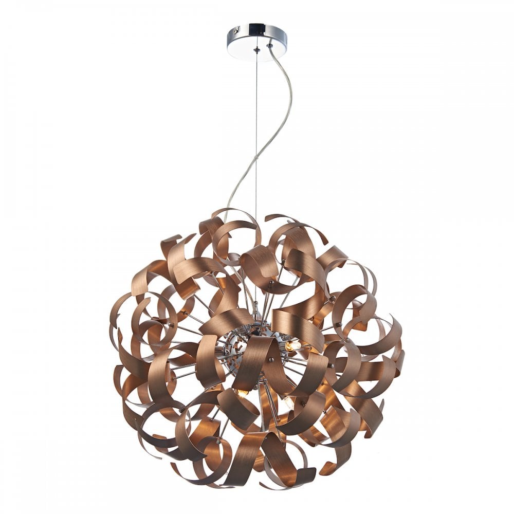 Rawley 9 Light Ribbon Pendant in Brushed Copper