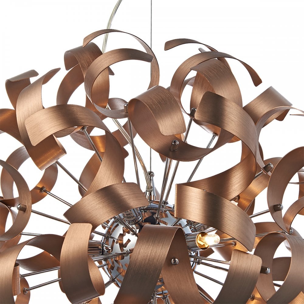 Rawley 9 Light Ribbon Pendant in Brushed Copper