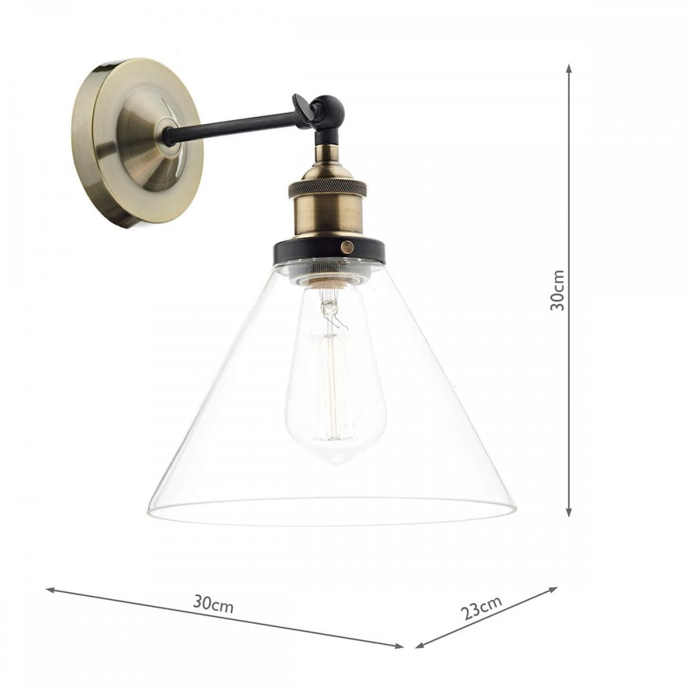 Ray Wall Light in Antique Brass & Clear Glass