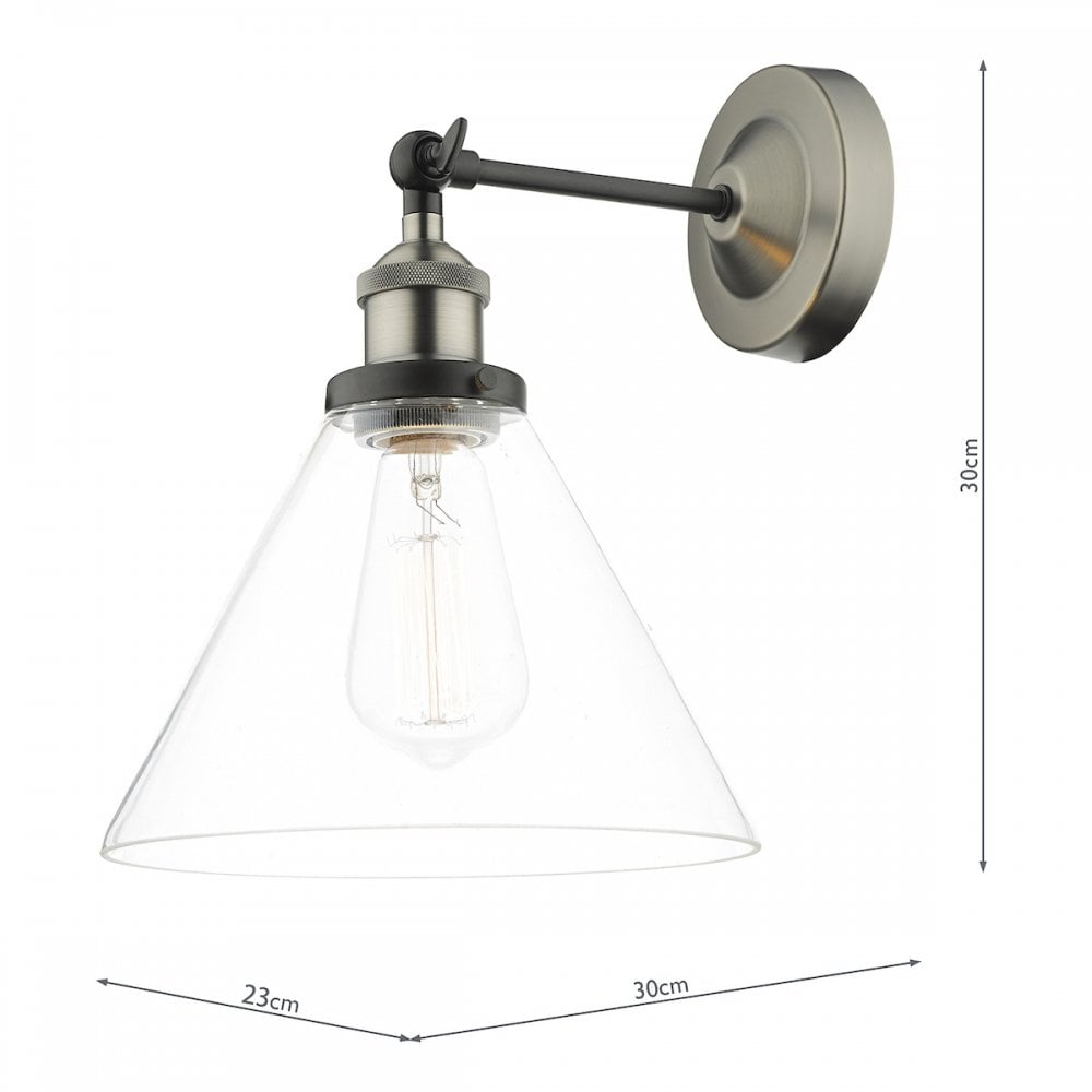 Ray Wall Light in Antique Nickel & Clear Glass