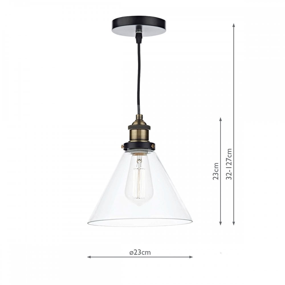 Ray Single Pendant in Antique Nickel with Clear Glass