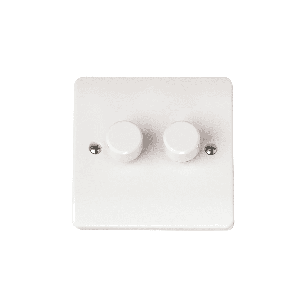 White 2 Gang Dimmer Switch
