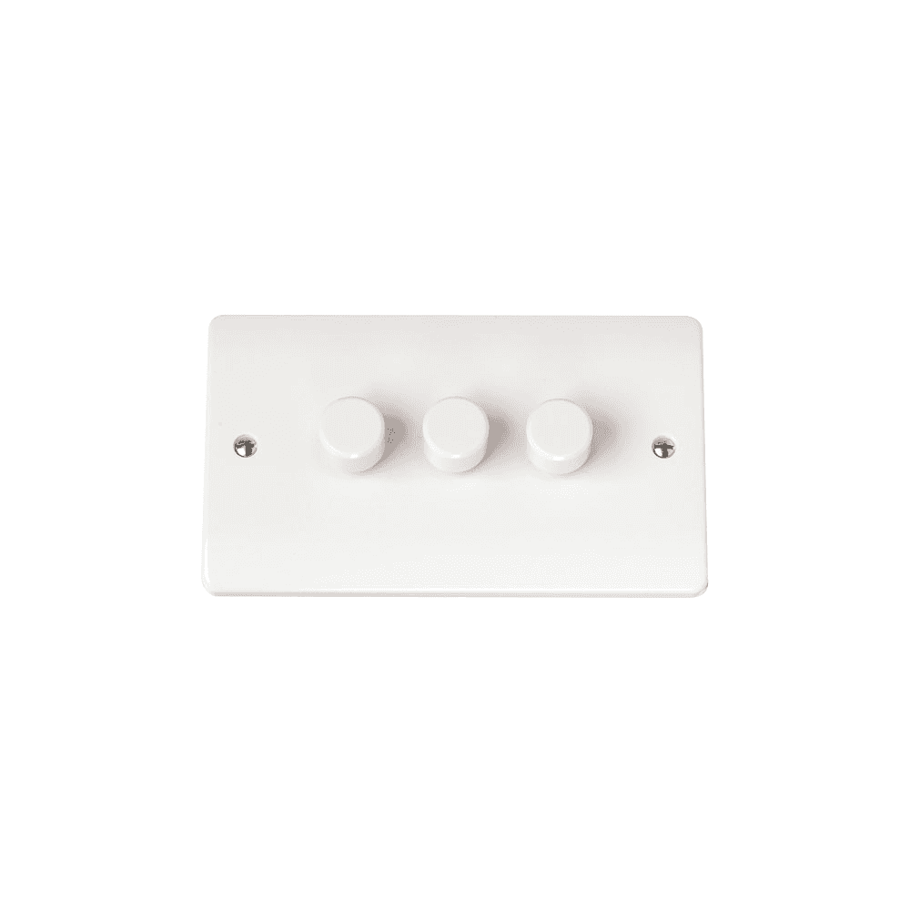 White 3 Gang Dimmer Switch