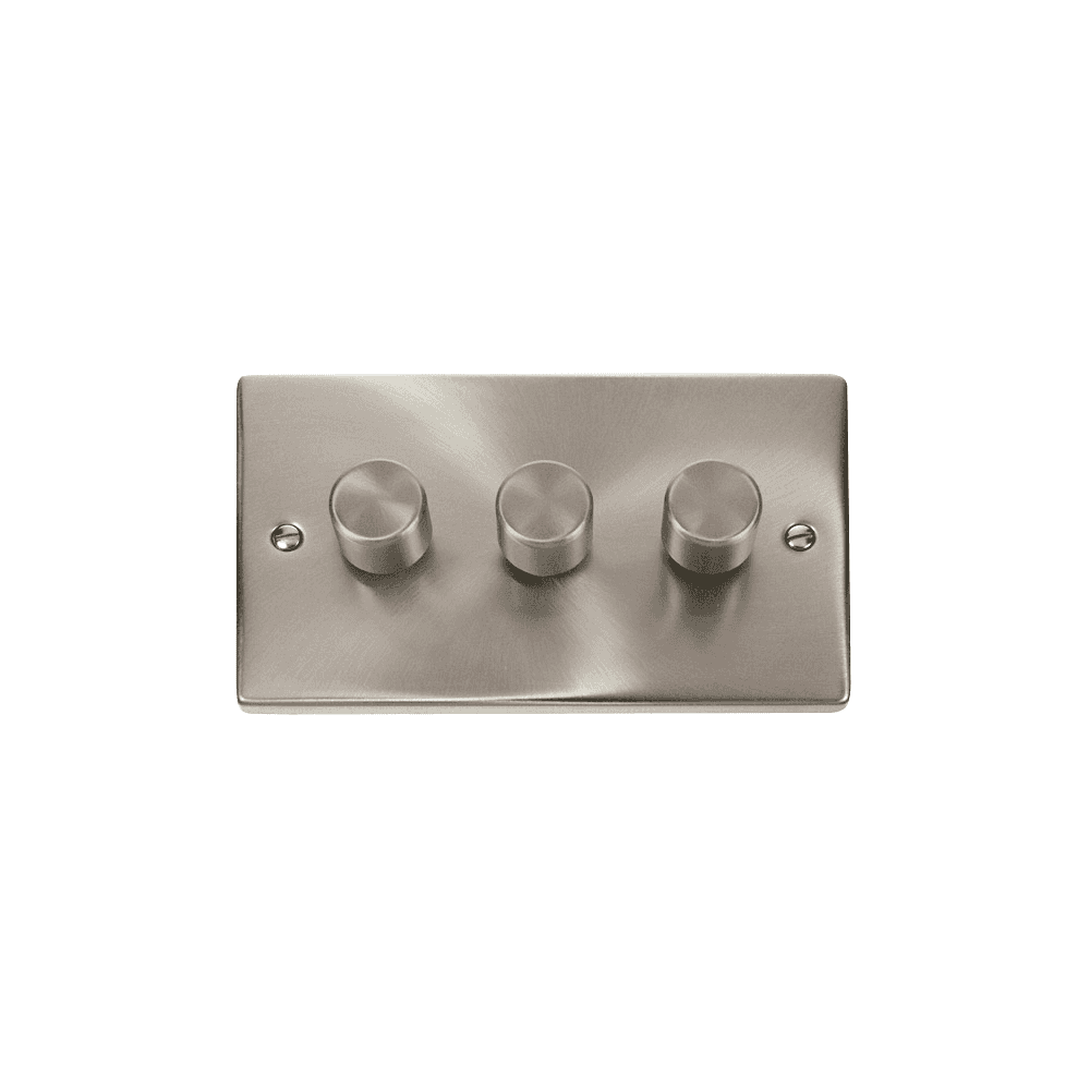 Satin Chrome 3 Gang 2 Way Dimmer Switch