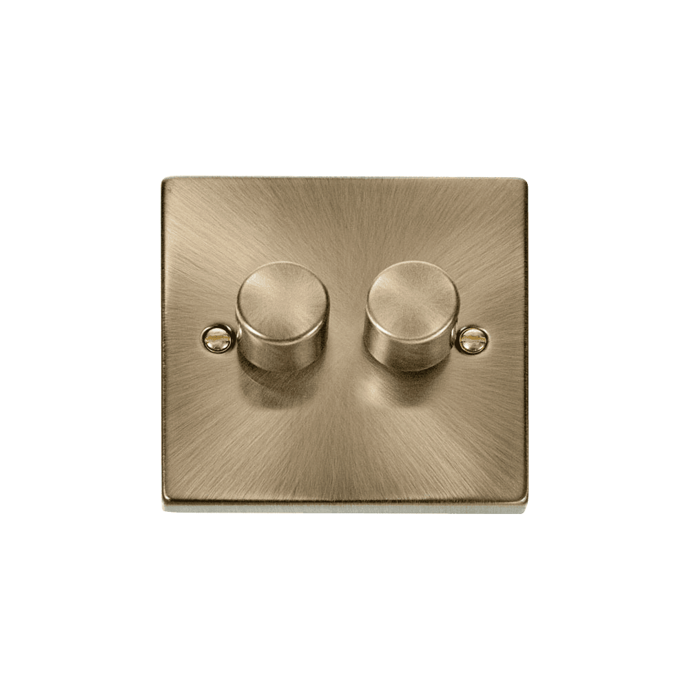 Antique Brass 2 Gang 2 Way Dimmer Switch