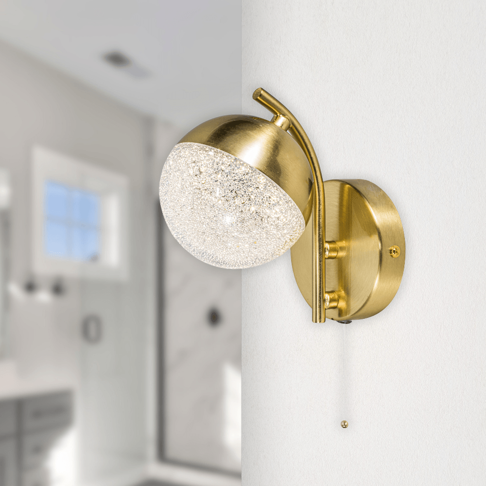 Dew Wall Light in Satin Brass IP44