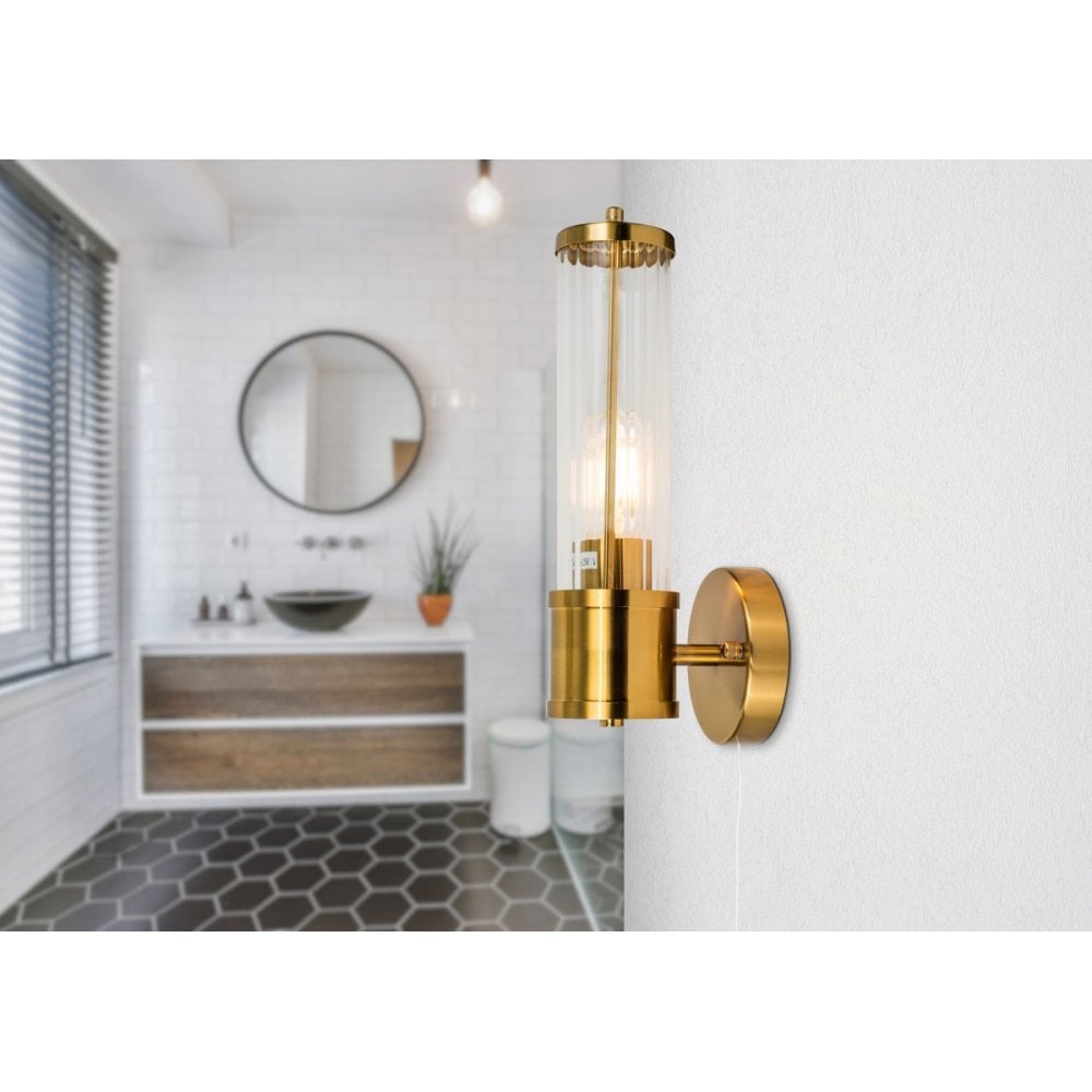 Eleanor Brushed Brass Bathroom Wall Light IP44
