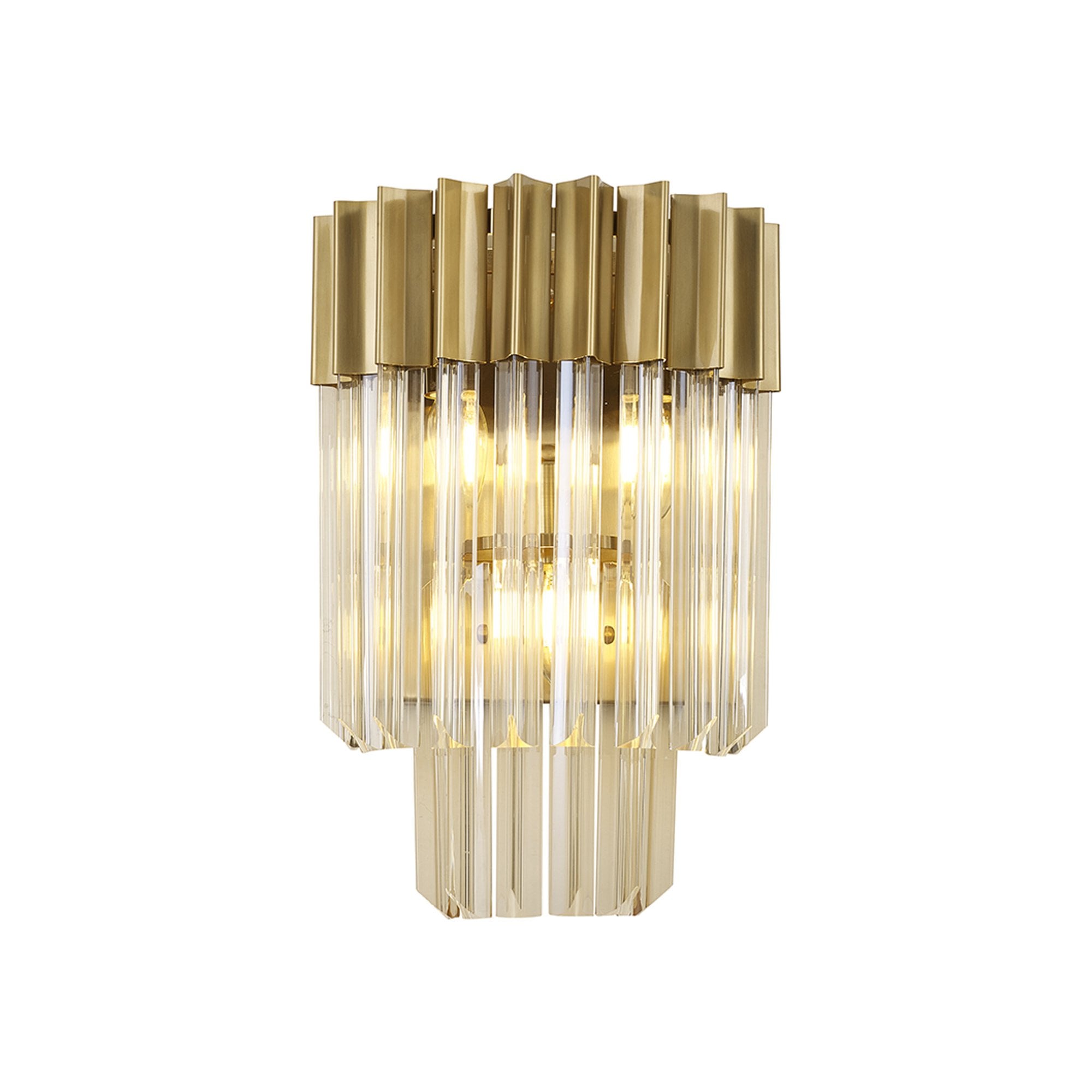 Donard Brass Wall Light with Cognac Glass