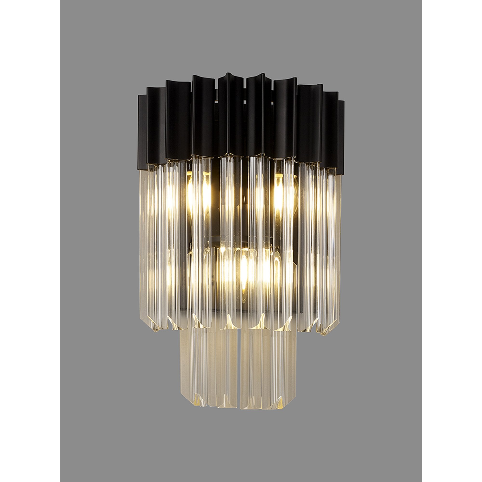 Donard Matt Black Wall Light with Clear Glass