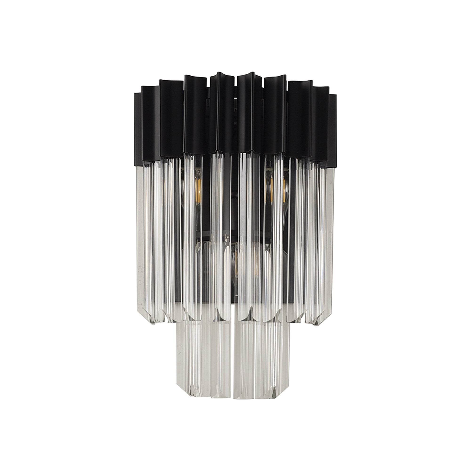 Donard Matt Black Wall Light with Clear Glass