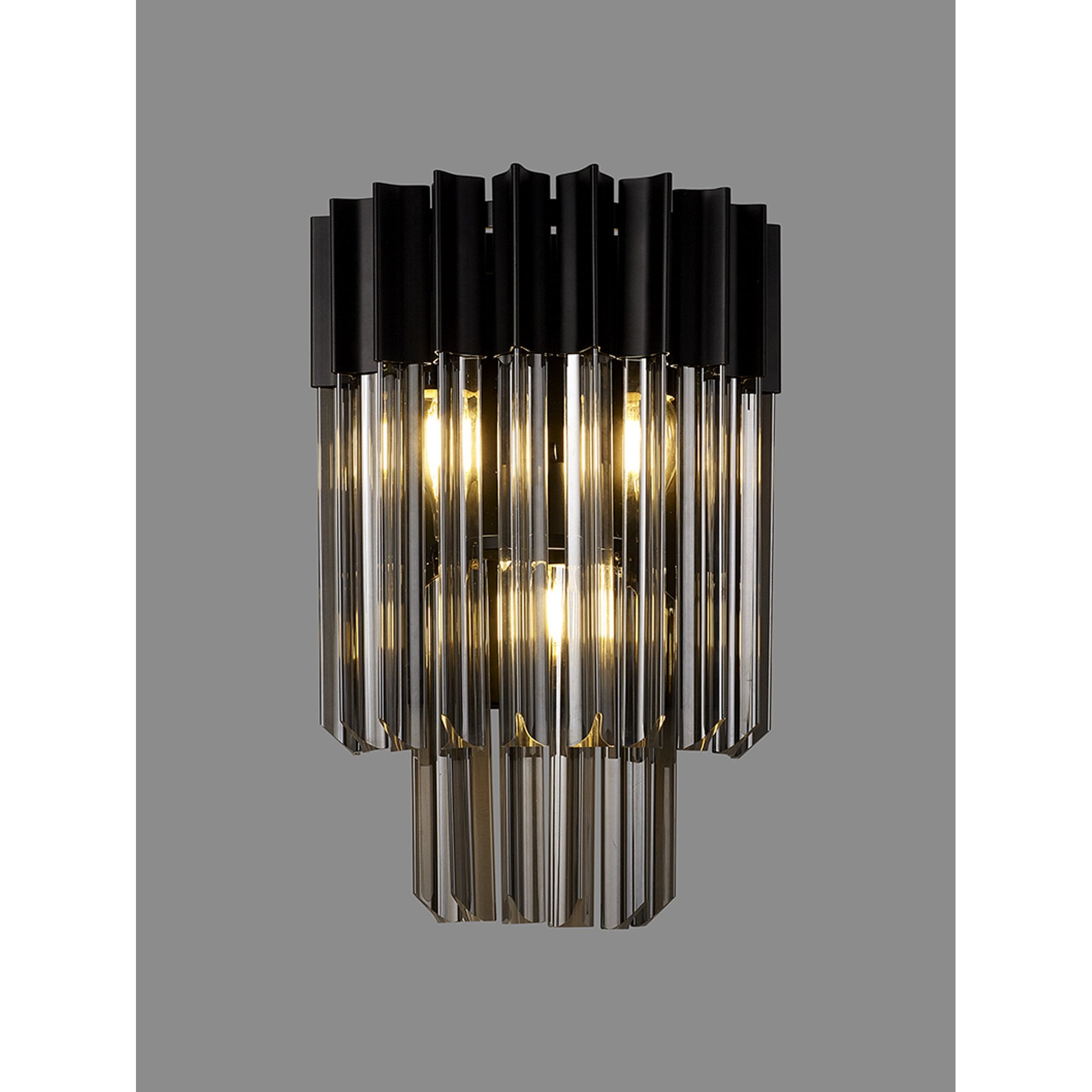 Donard Matt Black Wall Light with Smoked Glass