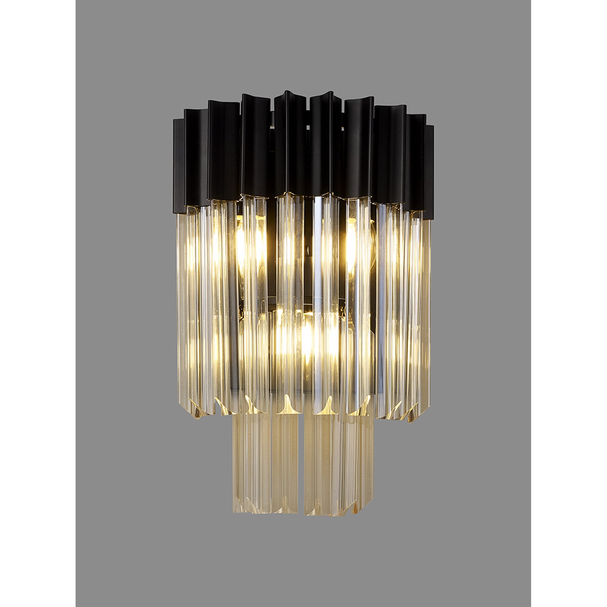 Donard Matt Black Wall Light with Cognac Glass