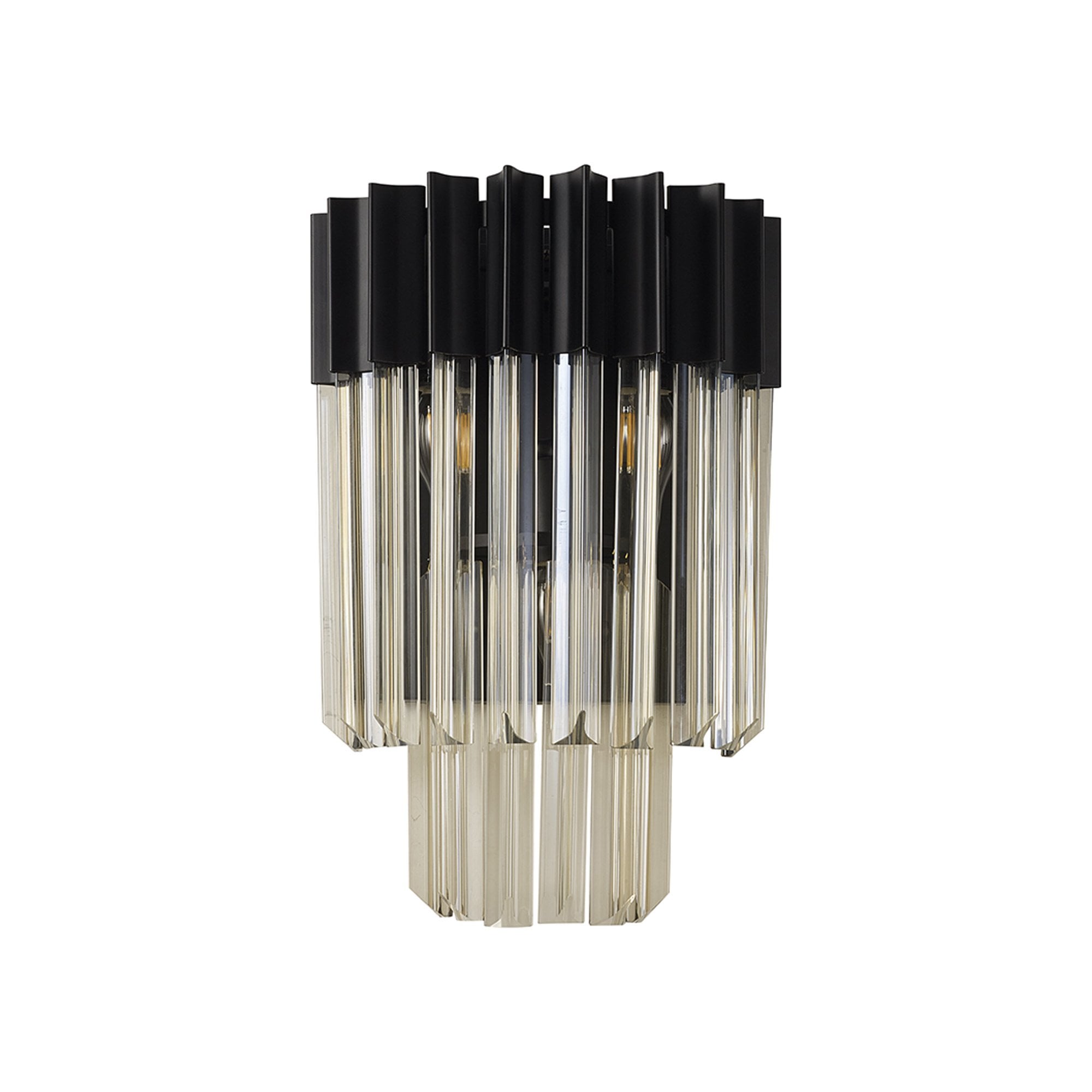 Donard Matt Black Wall Light with Cognac Glass