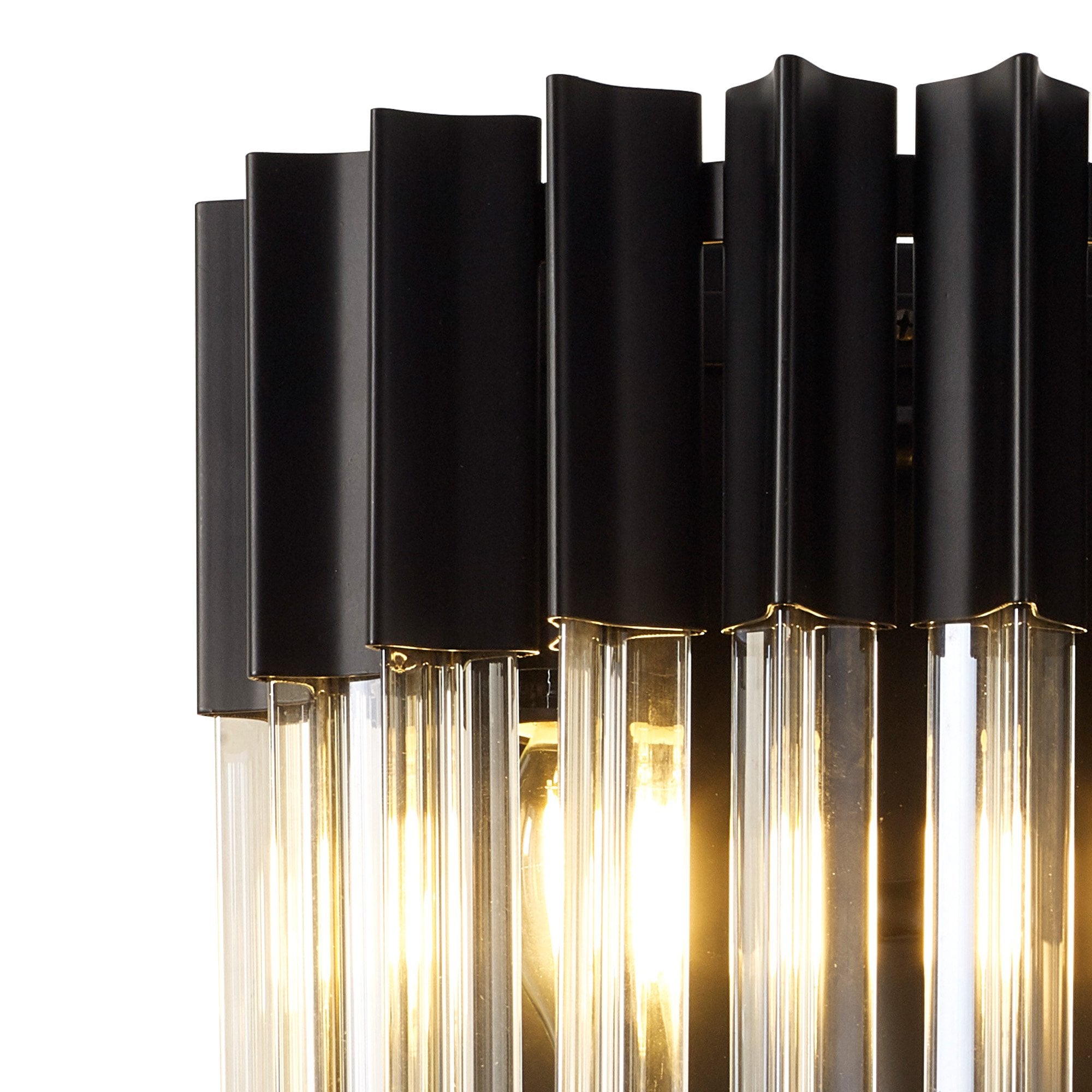 Donard Matt Black Wall Light with Cognac Glass