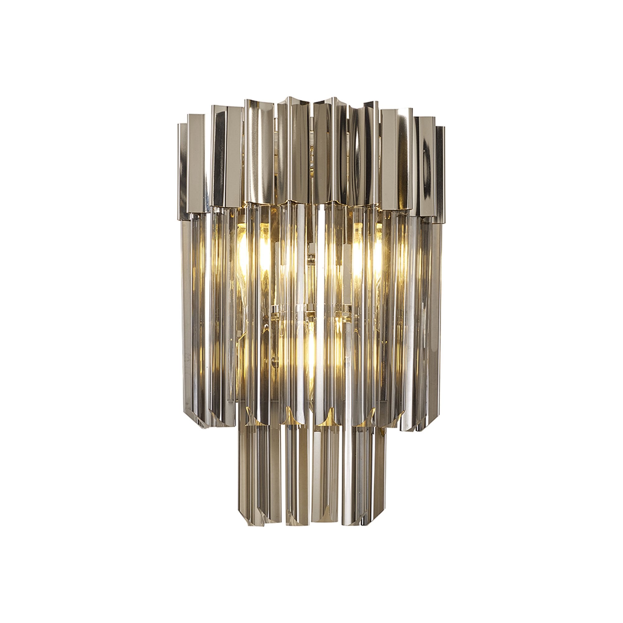 Donard Polished Nickel Wall Light with Smoked Glass