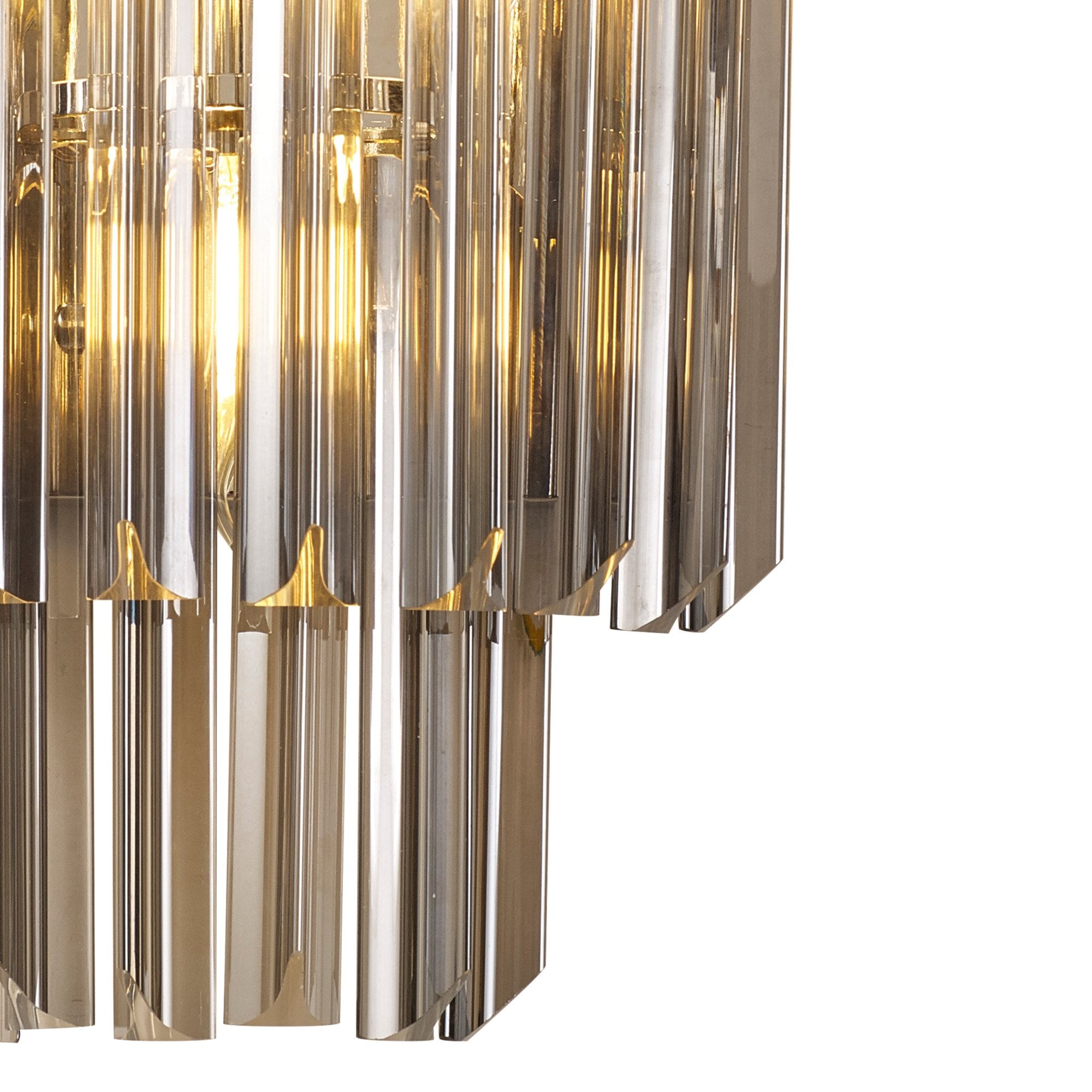 Donard Polished Nickel Wall Light with Smoked Glass