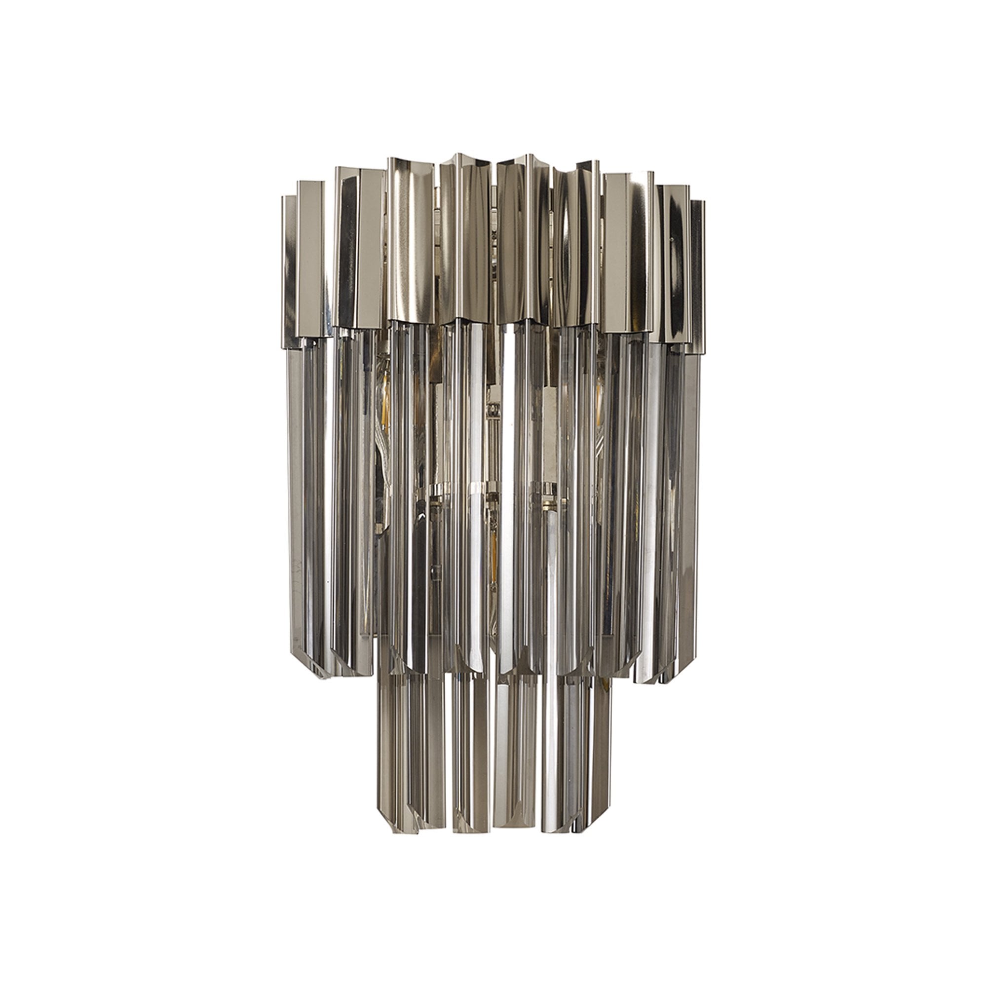 Donard Polished Nickel Wall Light with Smoked Glass