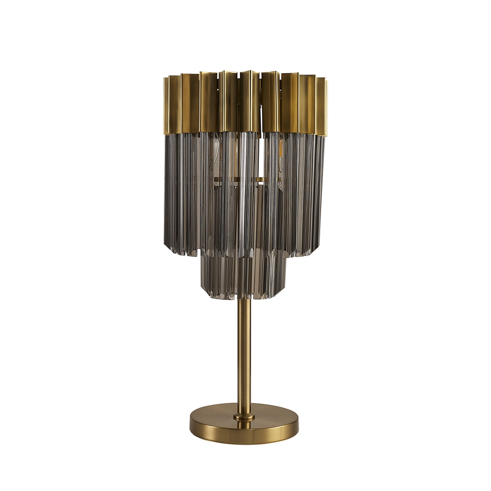 Donard Brass Table Lamp with Smoked Glass