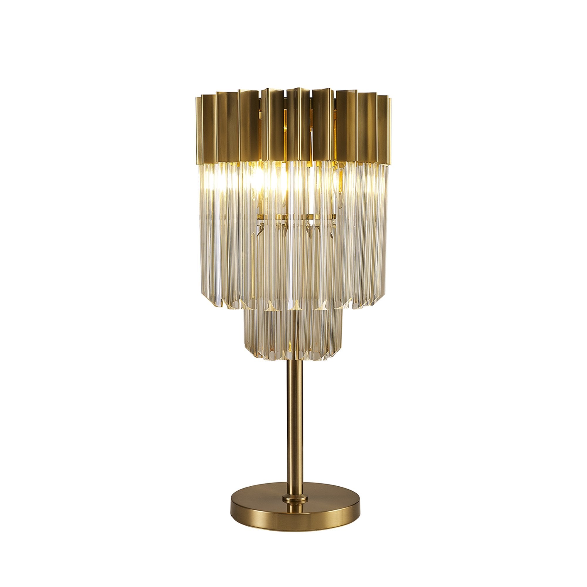 Donard Brass Table Lamp with Cognac Glass