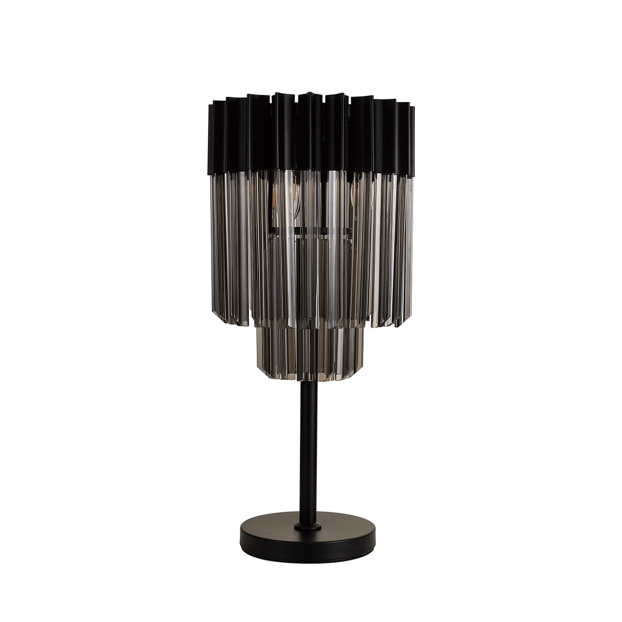Donard Matt Black Table Lamp with Smoked Glass