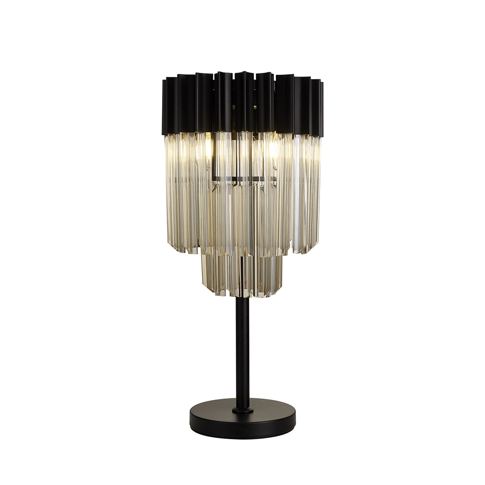 Donard Matt Black Table Lamp with Cognac Glass