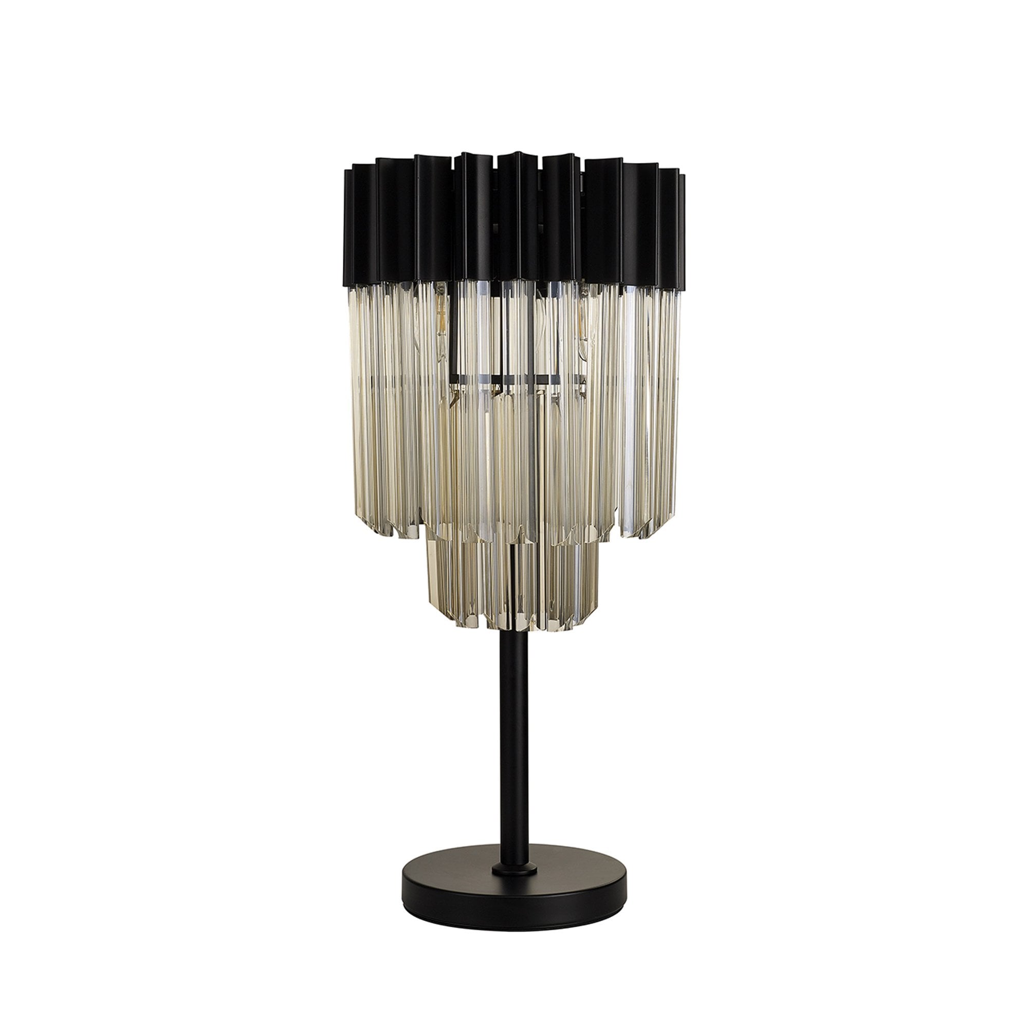 Donard Matt Black Table Lamp with Cognac Glass