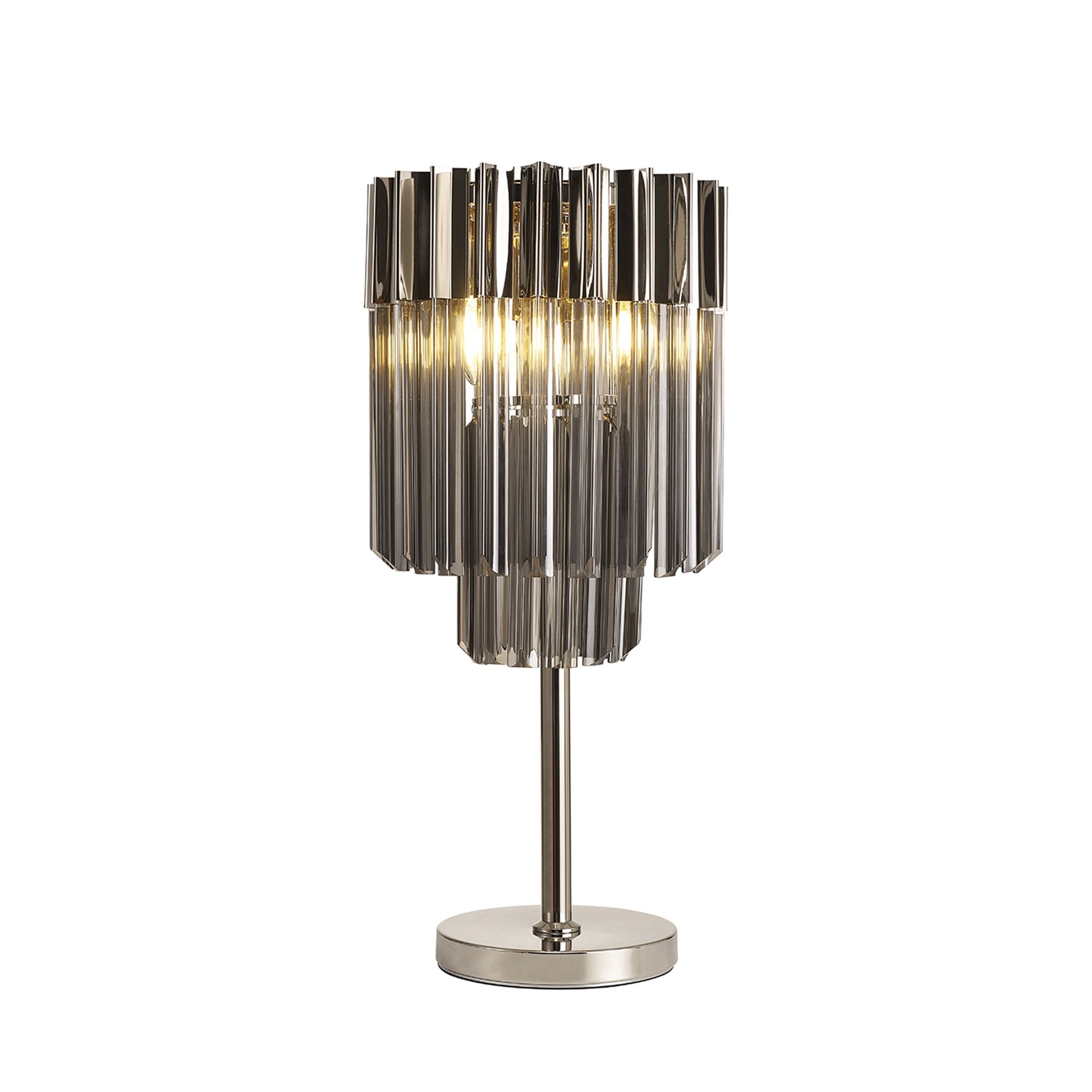 Donard Polished Nickel Table Lamp with Smoked Glass