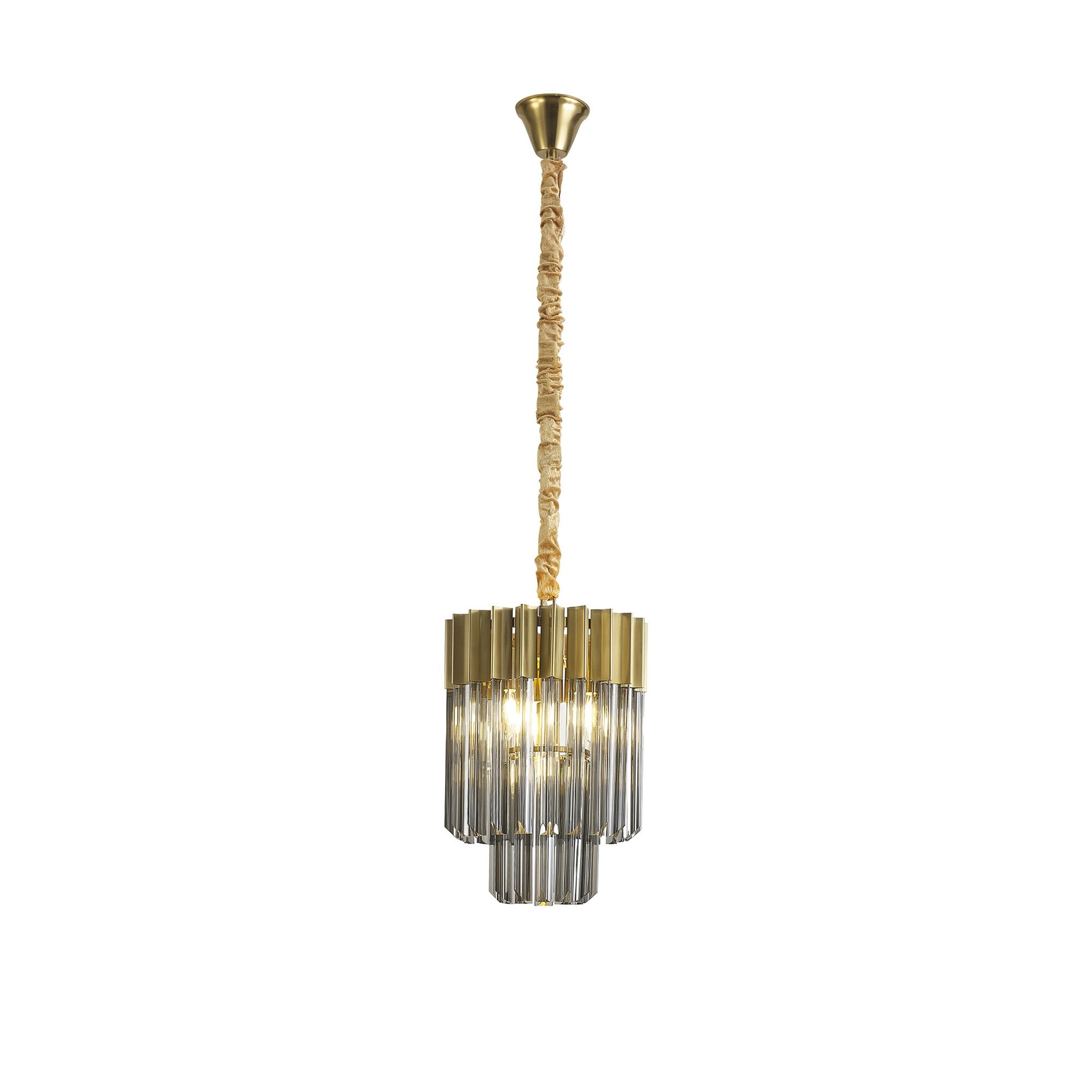 Donard Brass 4 Light Pendant with Smoked Glass