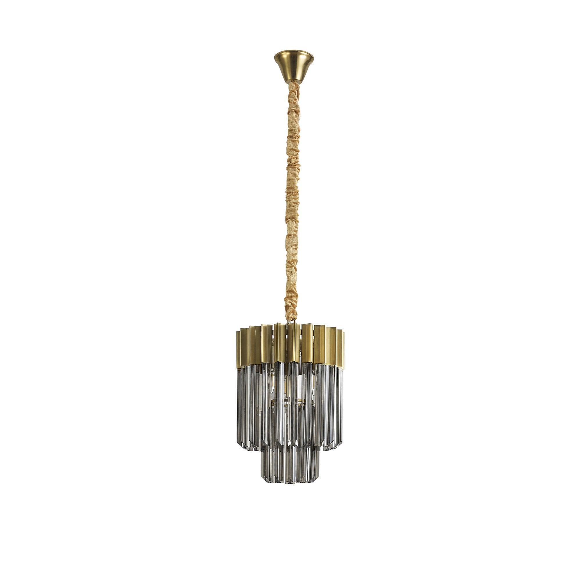Donard Brass 4 Light Pendant with Smoked Glass