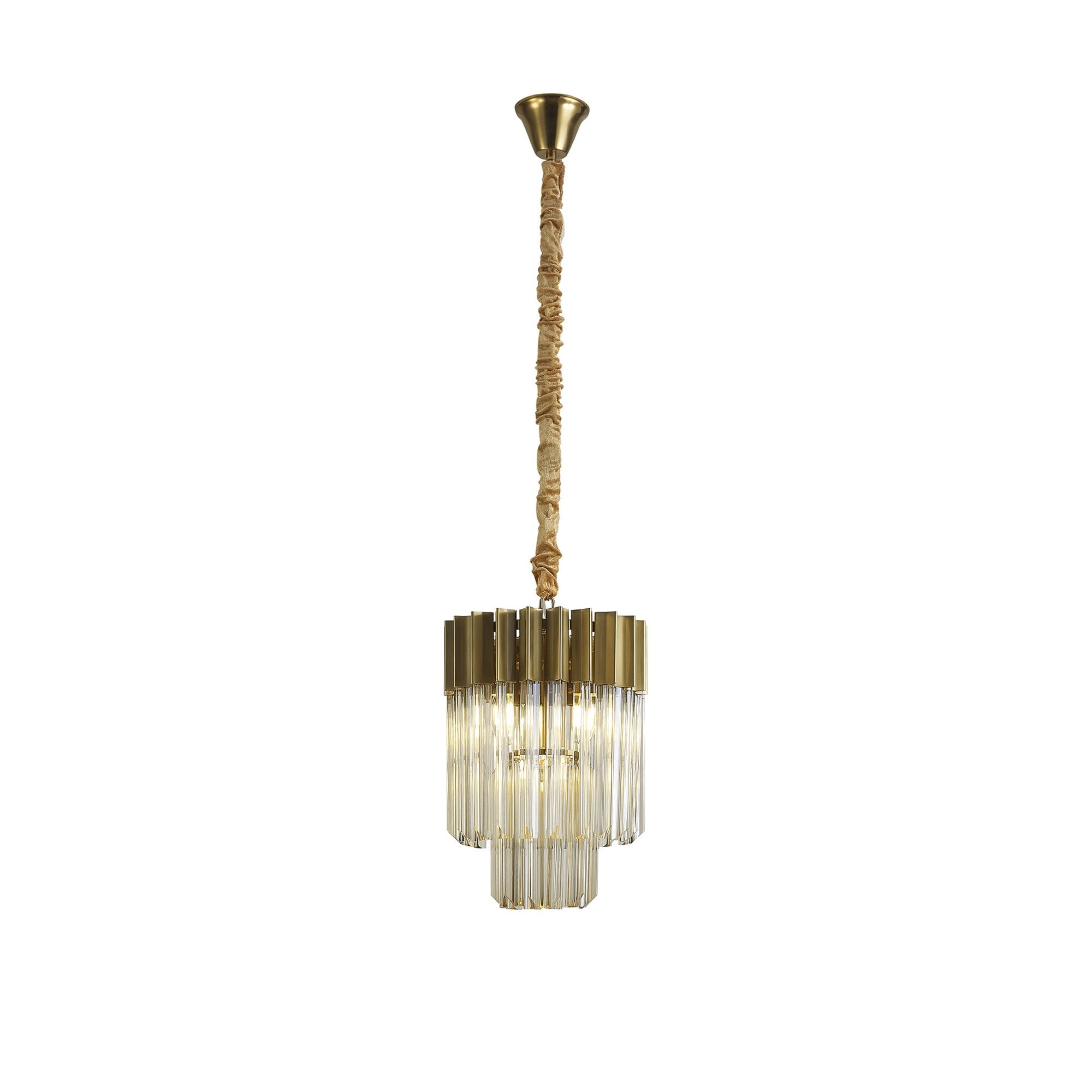 Donard Brass 4 Light Pendant with Cognac Glass