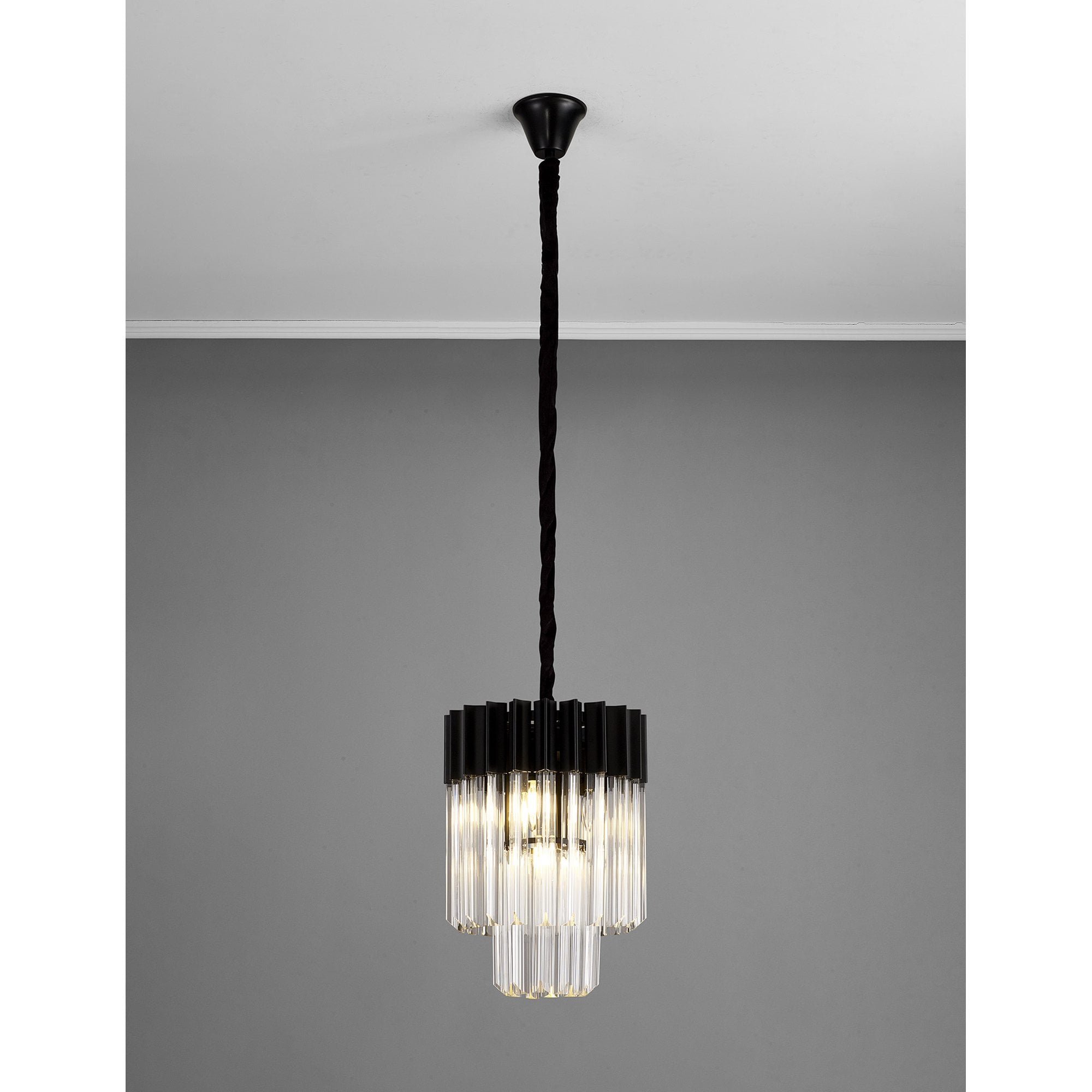 Donard Matt Black 4 Light Pendant with Clear Glass