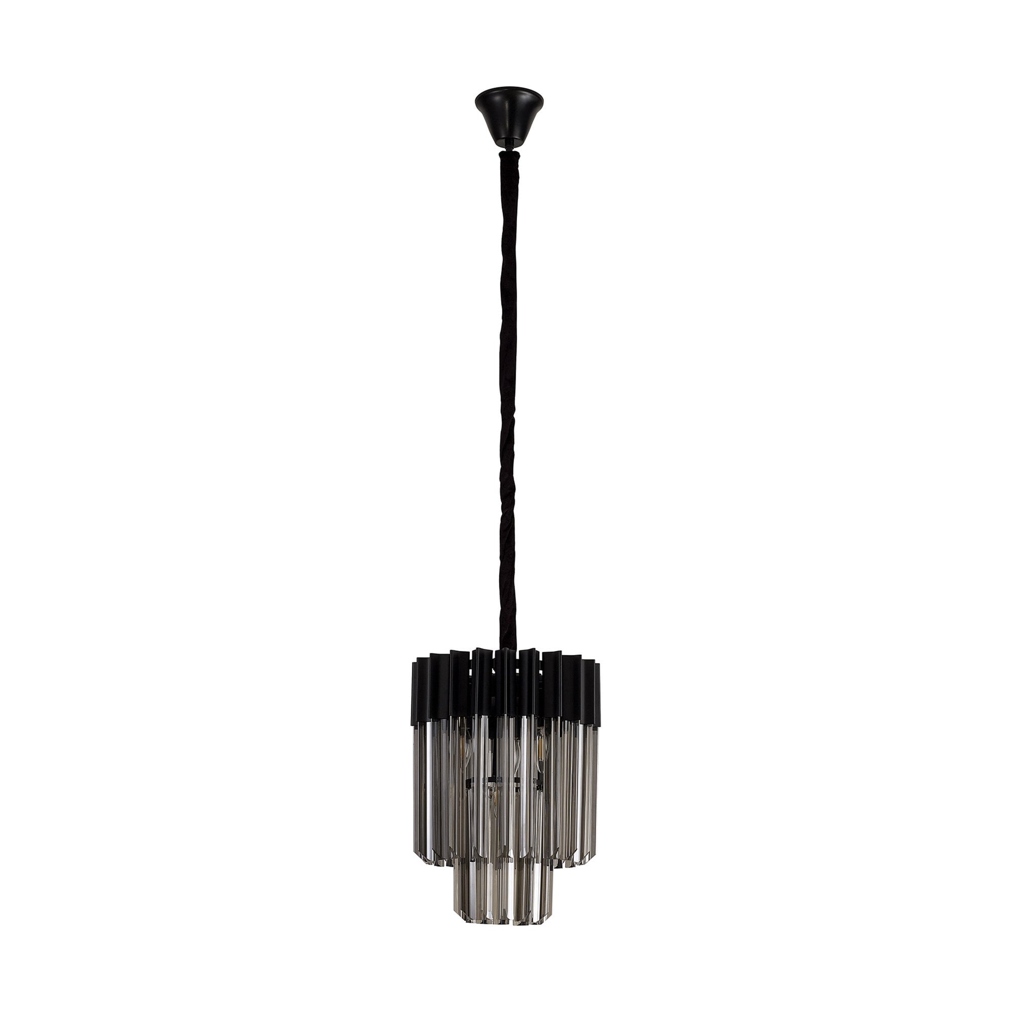Donard Matt Black 4 Light Pendant with Smoked Glass