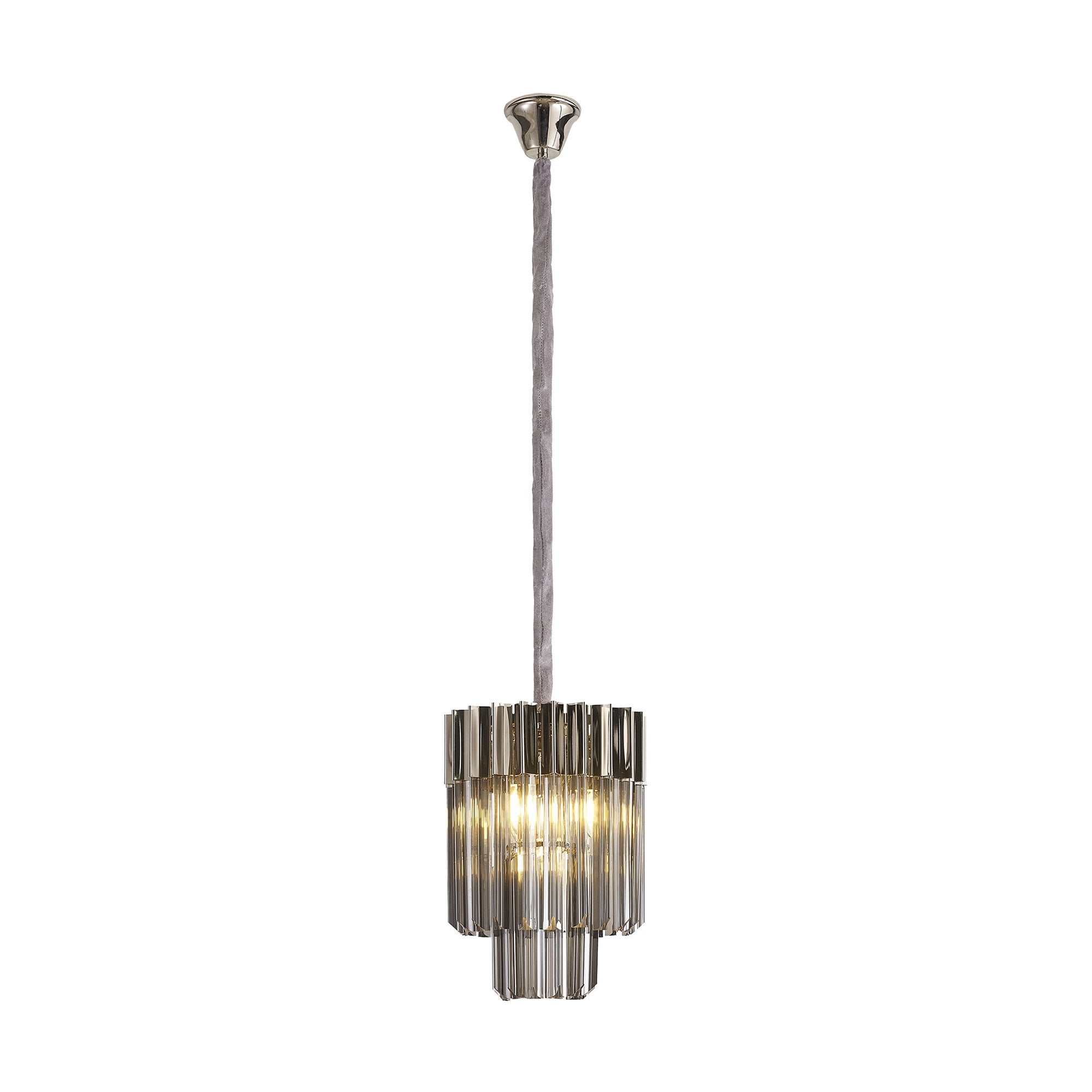 Donard Polished Nickel 4 Light Pendant with Smoked Glass