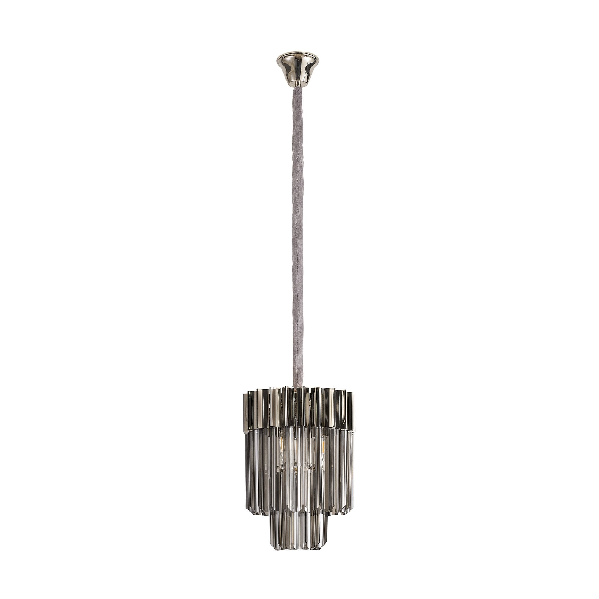 Donard Polished Nickel 4 Light Pendant with Smoked Glass