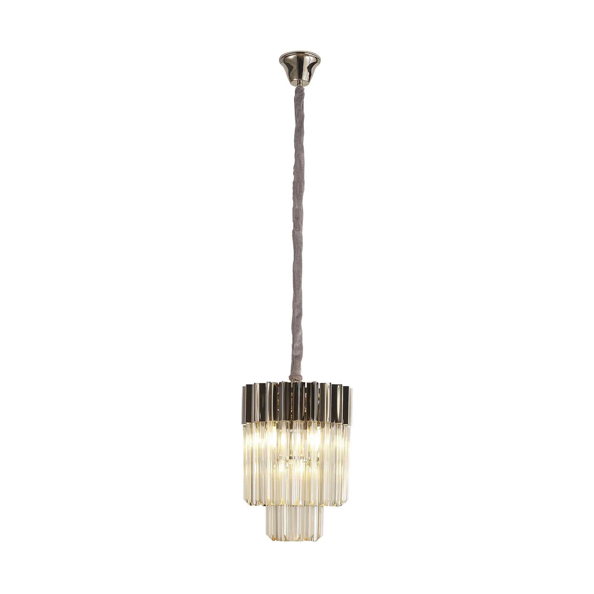 Donard Polished Nickel 4 Light Pendant with Cognac Glass