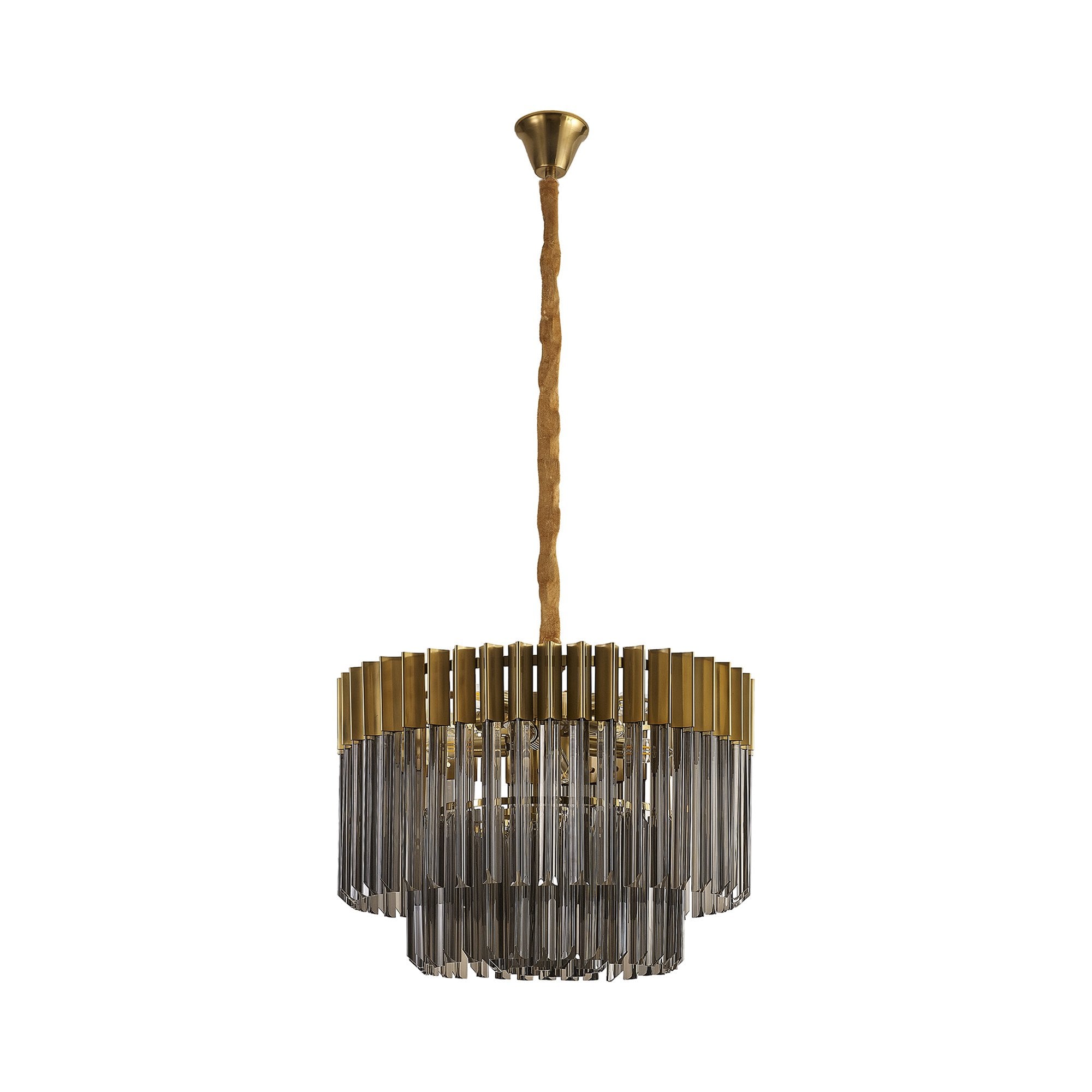 Donard Brass 8 Light Pendant with Smoked Glass