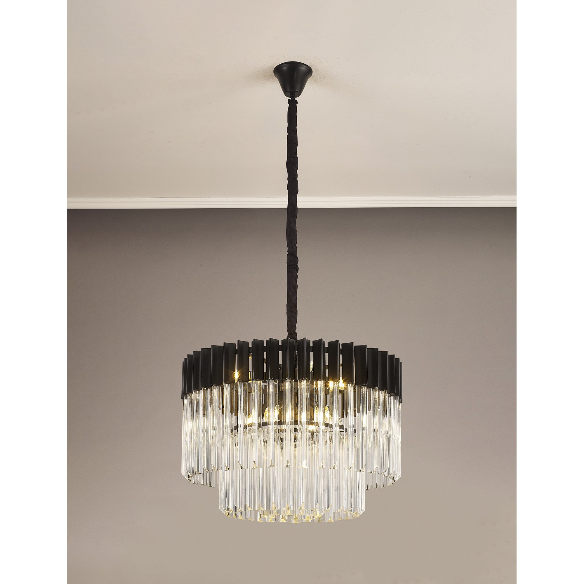 Donard Matt Black 8 Light Pendant with Clear Glass