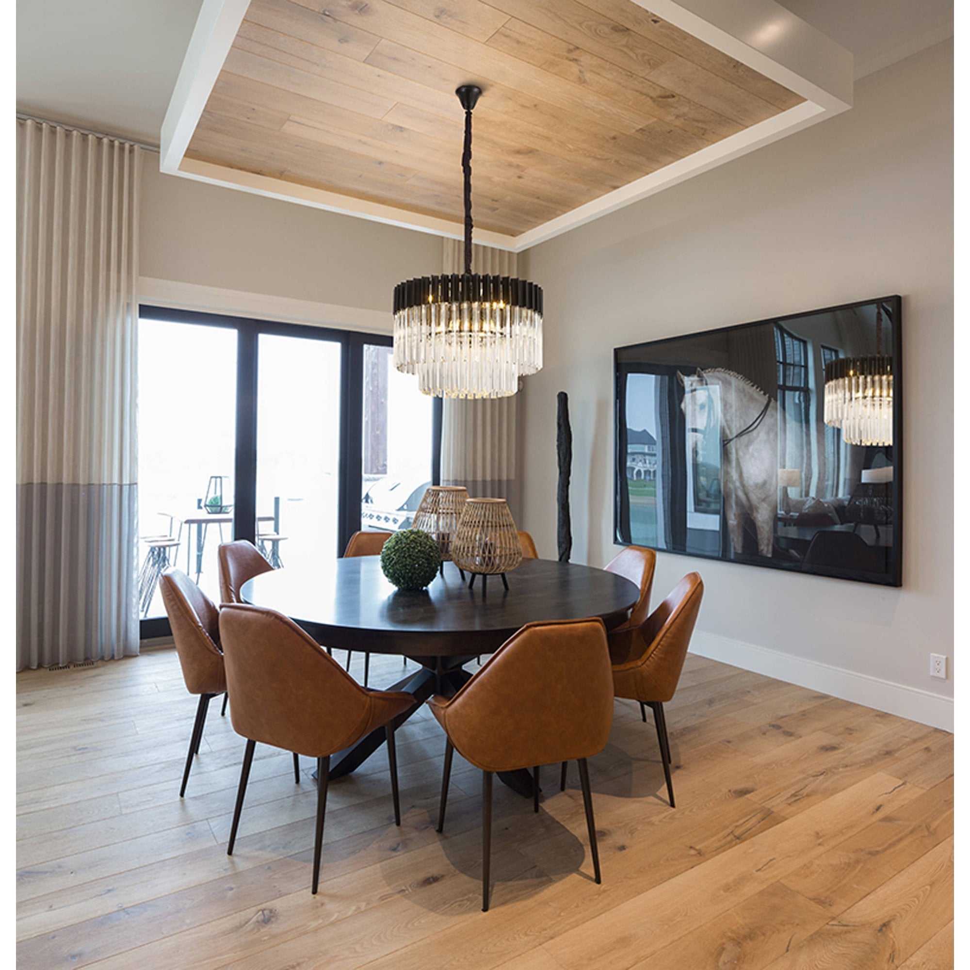 Donard Matt Black 8 Light Pendant with Clear Glass