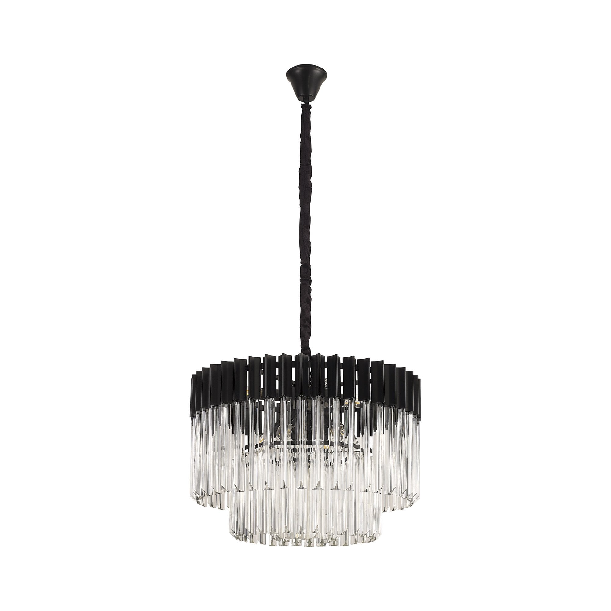 Donard Matt Black 8 Light Pendant with Clear Glass