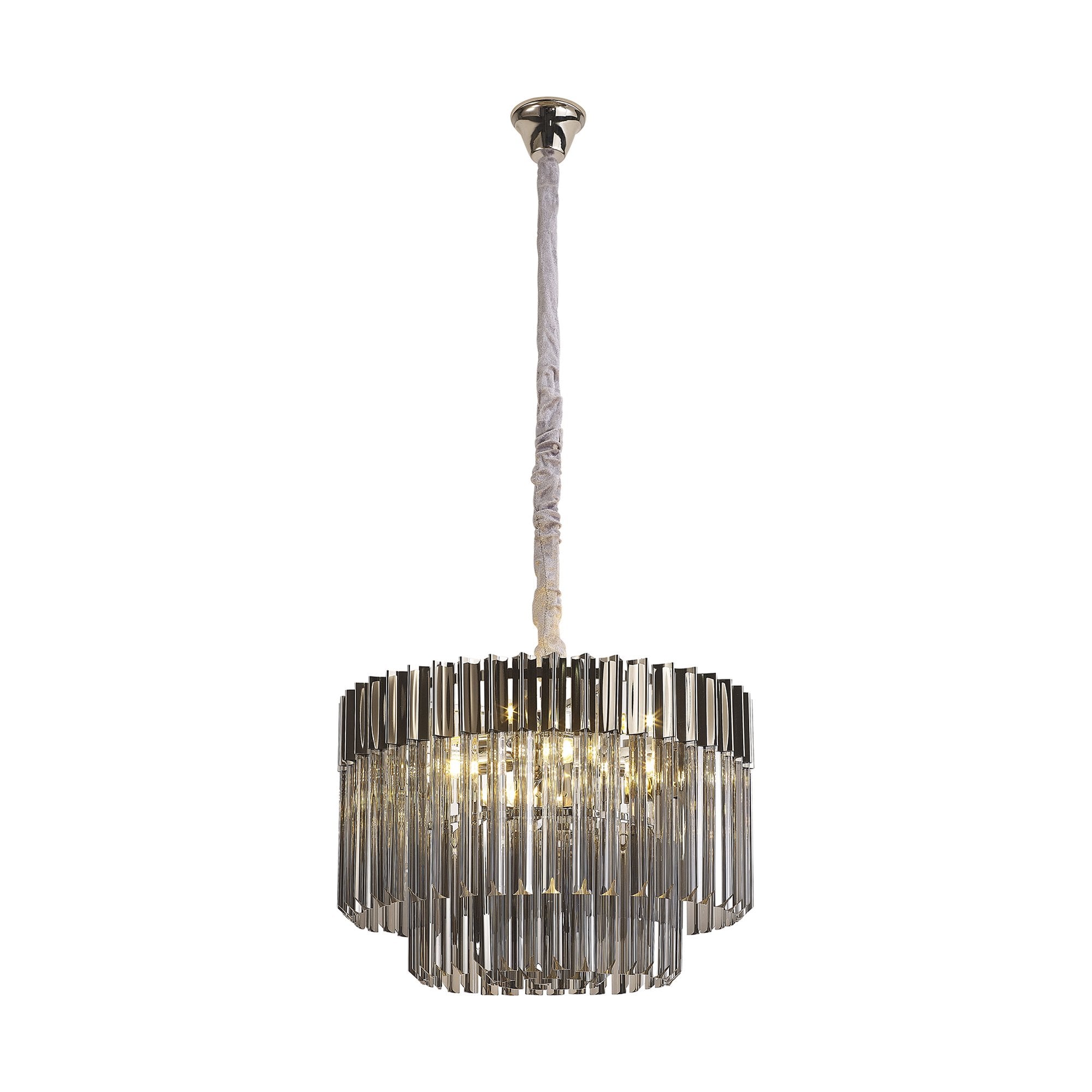 Donard Polished Nickel 8 Light Pendant with Smoked Glass