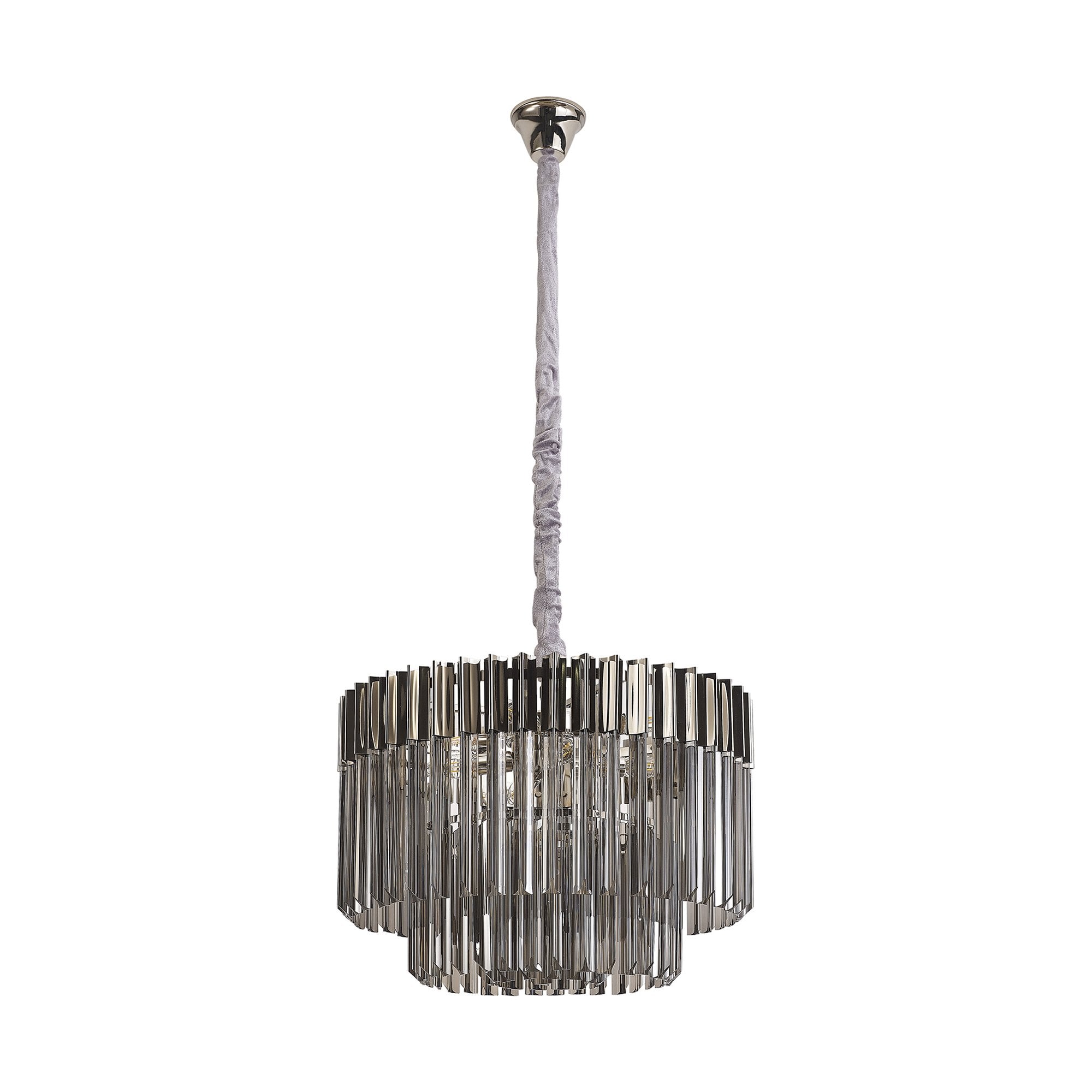 Donard Polished Nickel 8 Light Pendant with Smoked Glass