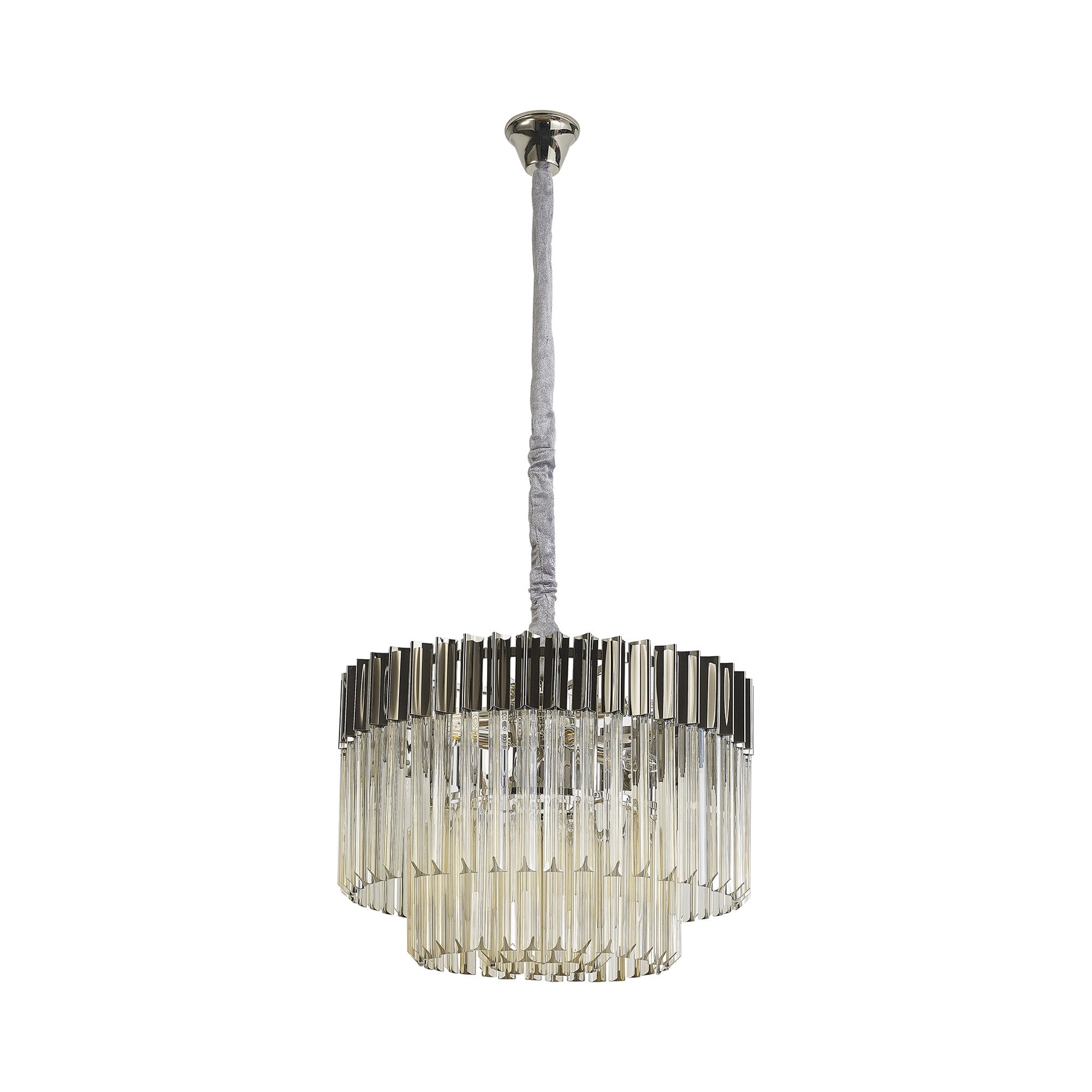 Donard Polished Nickel 8 Light Pendant with Cognac Glass