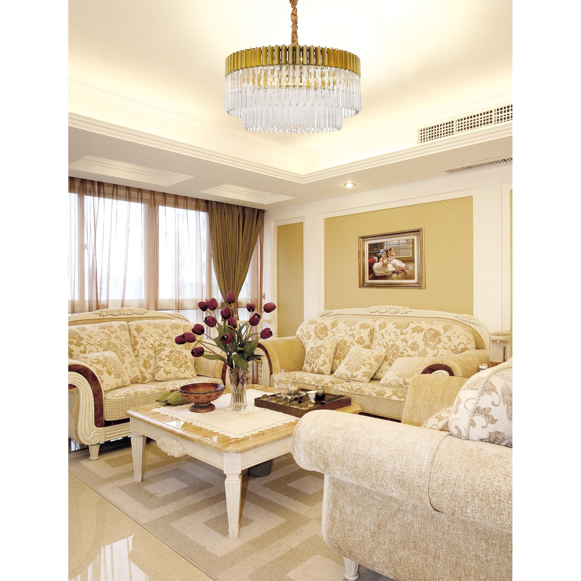 Donard Brass 12 Light Pendant with Clear Glass