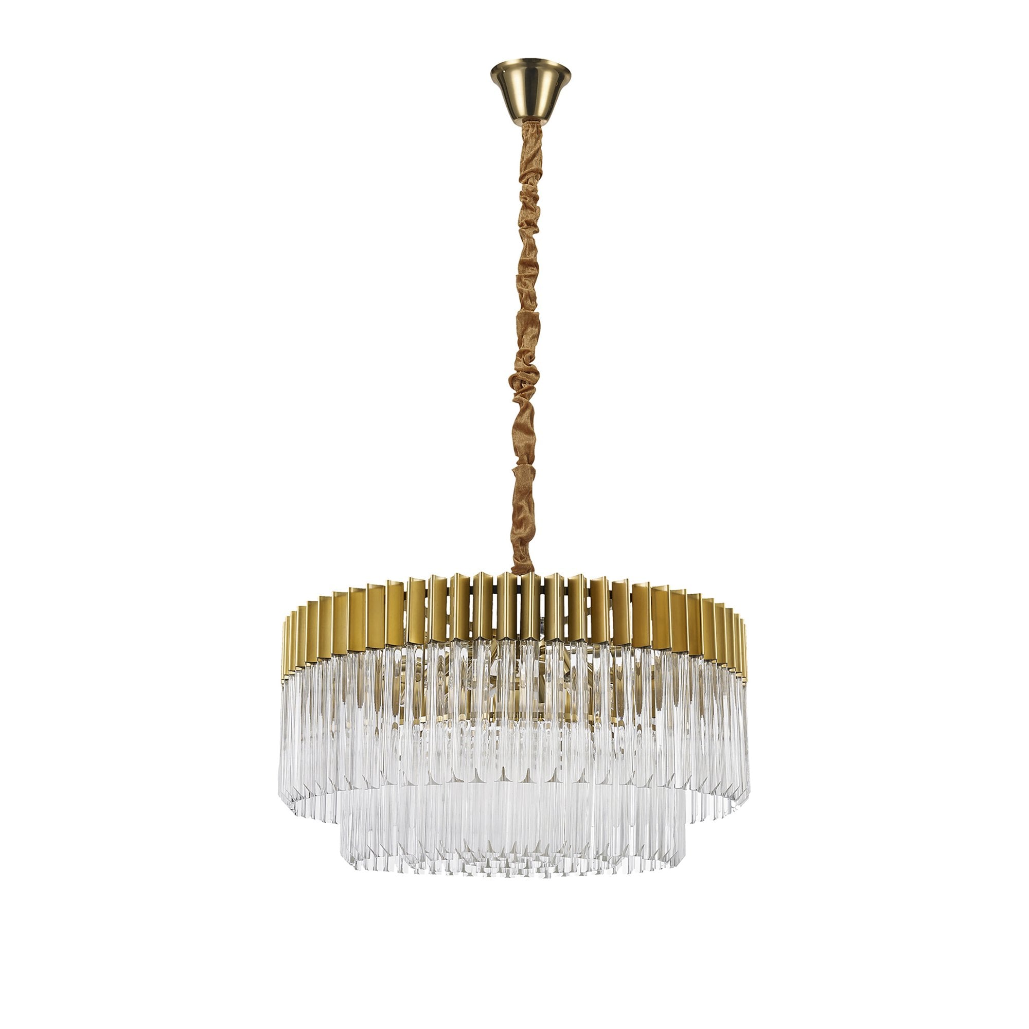 Donard Brass 12 Light Pendant with Clear Glass