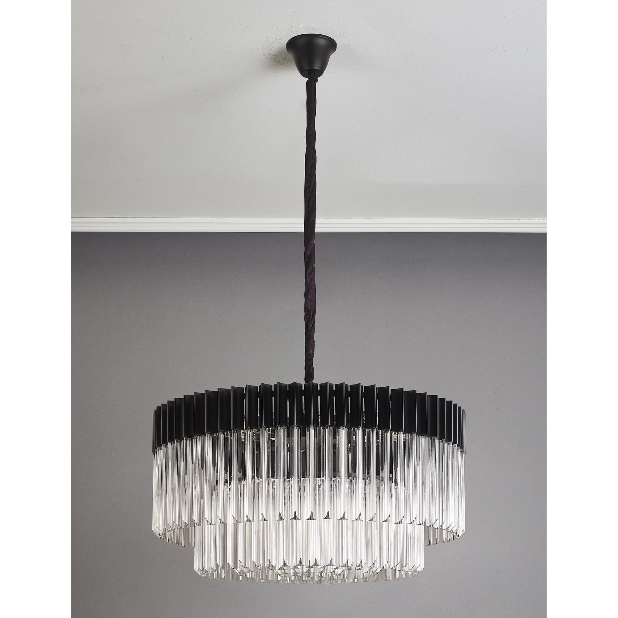 Donard Matt Black 12 Light Pendant with Clear Glass