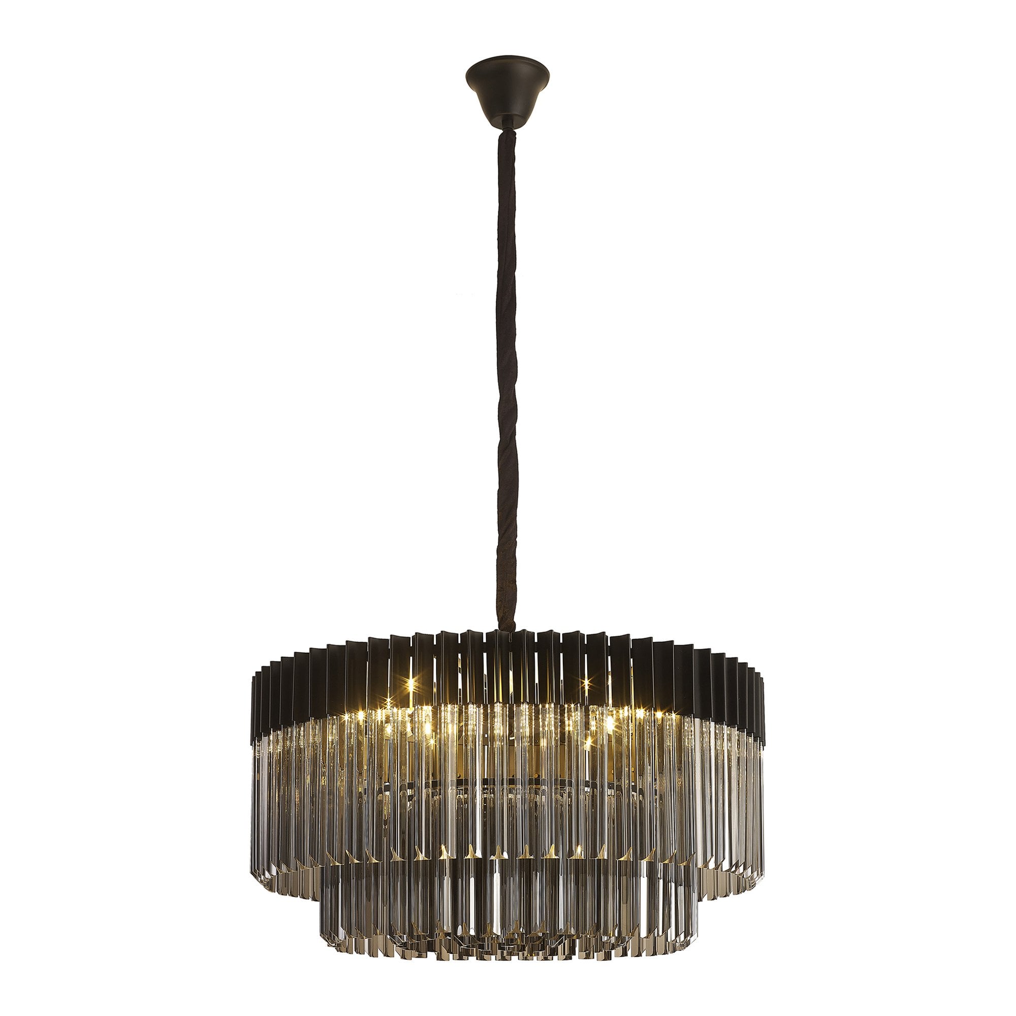 Donard Matt Black 12 Light Pendant with Smoked Glass