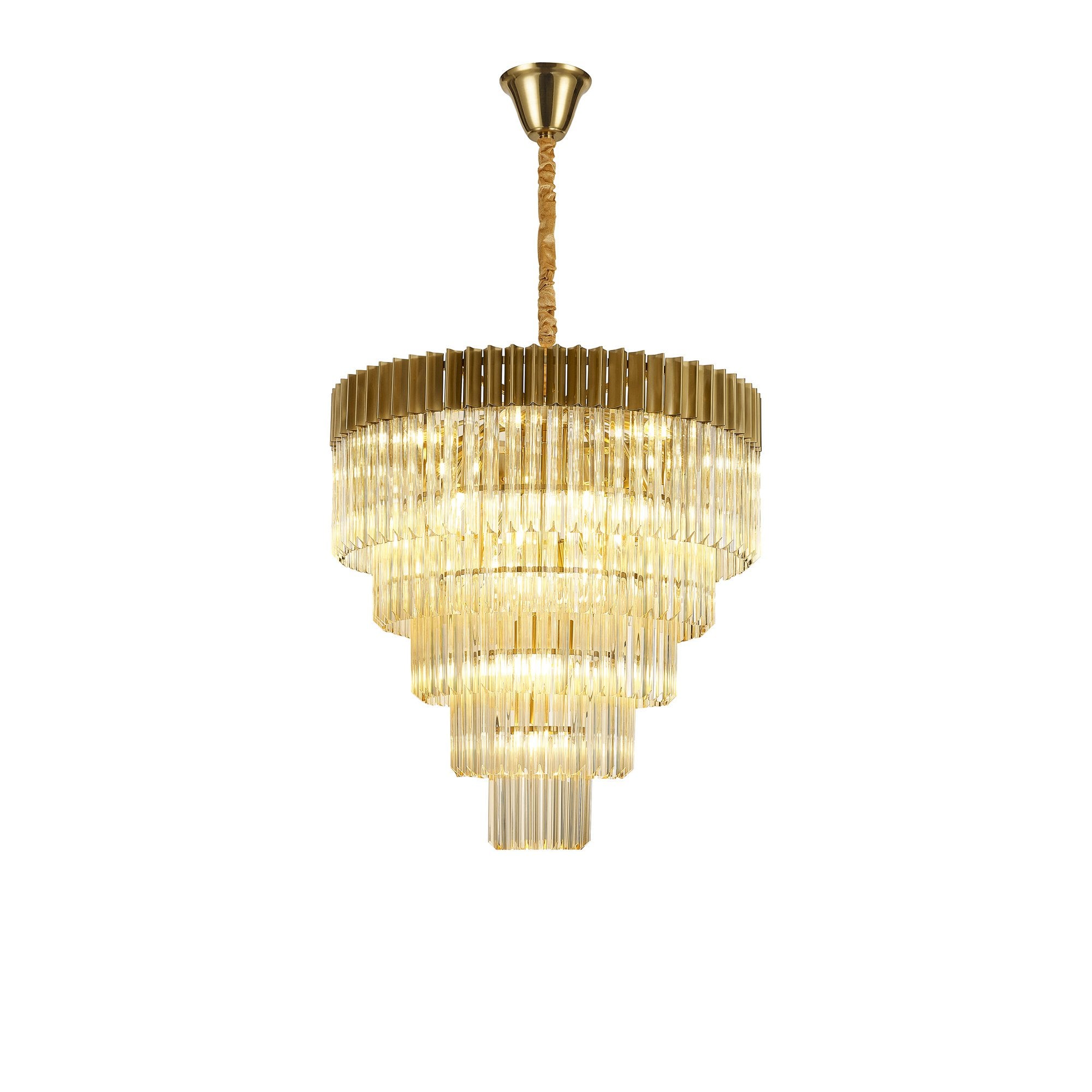 Donard Brass 19 Light Tiered Chandelier with Cognac Glass