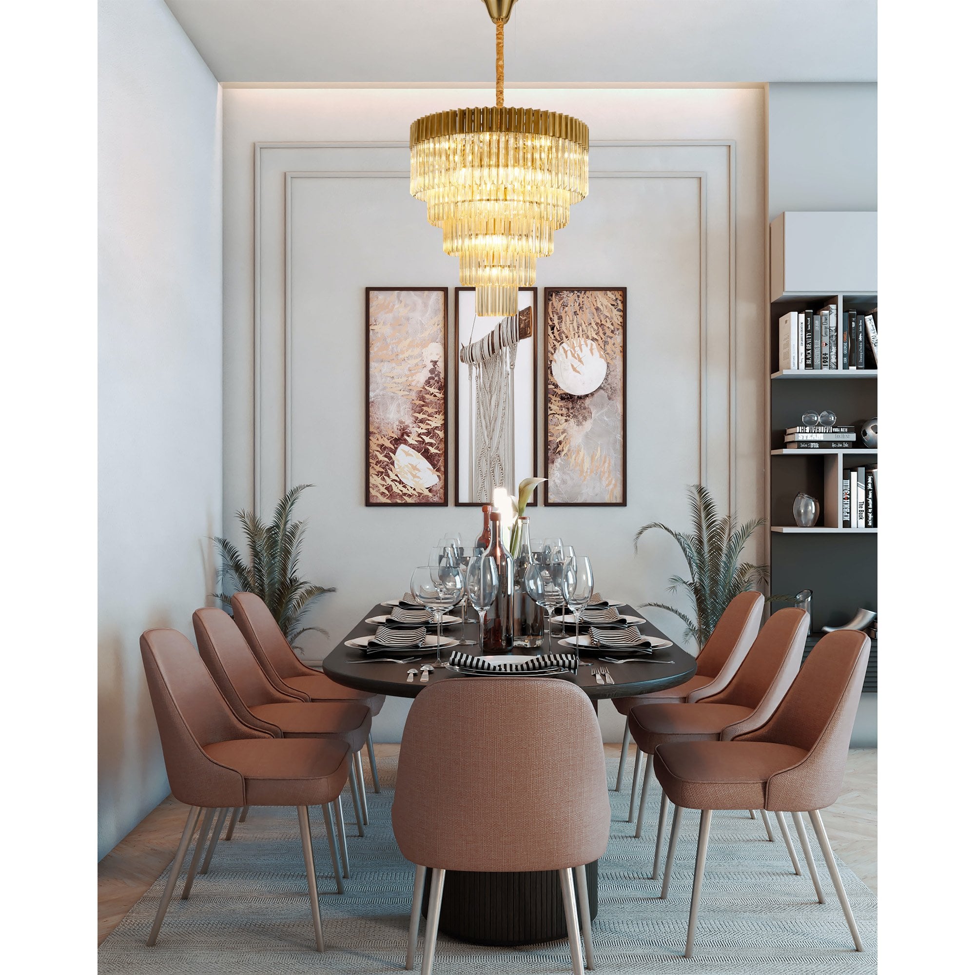 Donard Brass 19 Light Tiered Chandelier with Cognac Glass